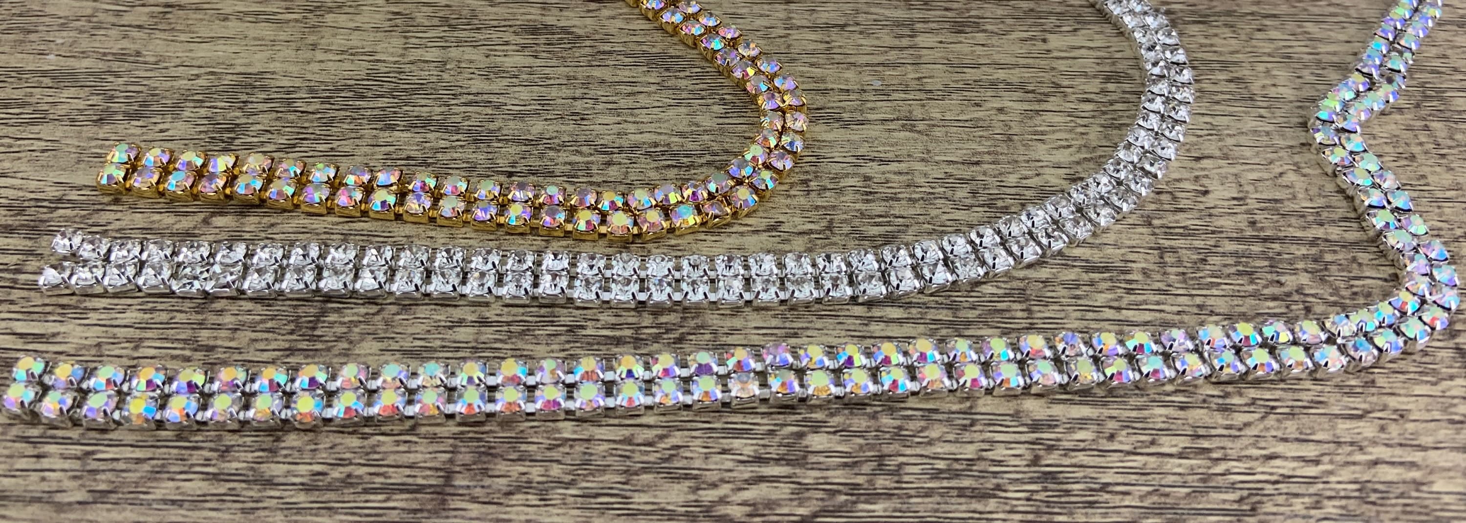 2 Row Rhinestone Chain, Rhinestone Trim, Silver Plated Chain, Gold Plated Chain, Clear Stones Rhinestone chain, AB Stones Rhinestone Chain - image 3