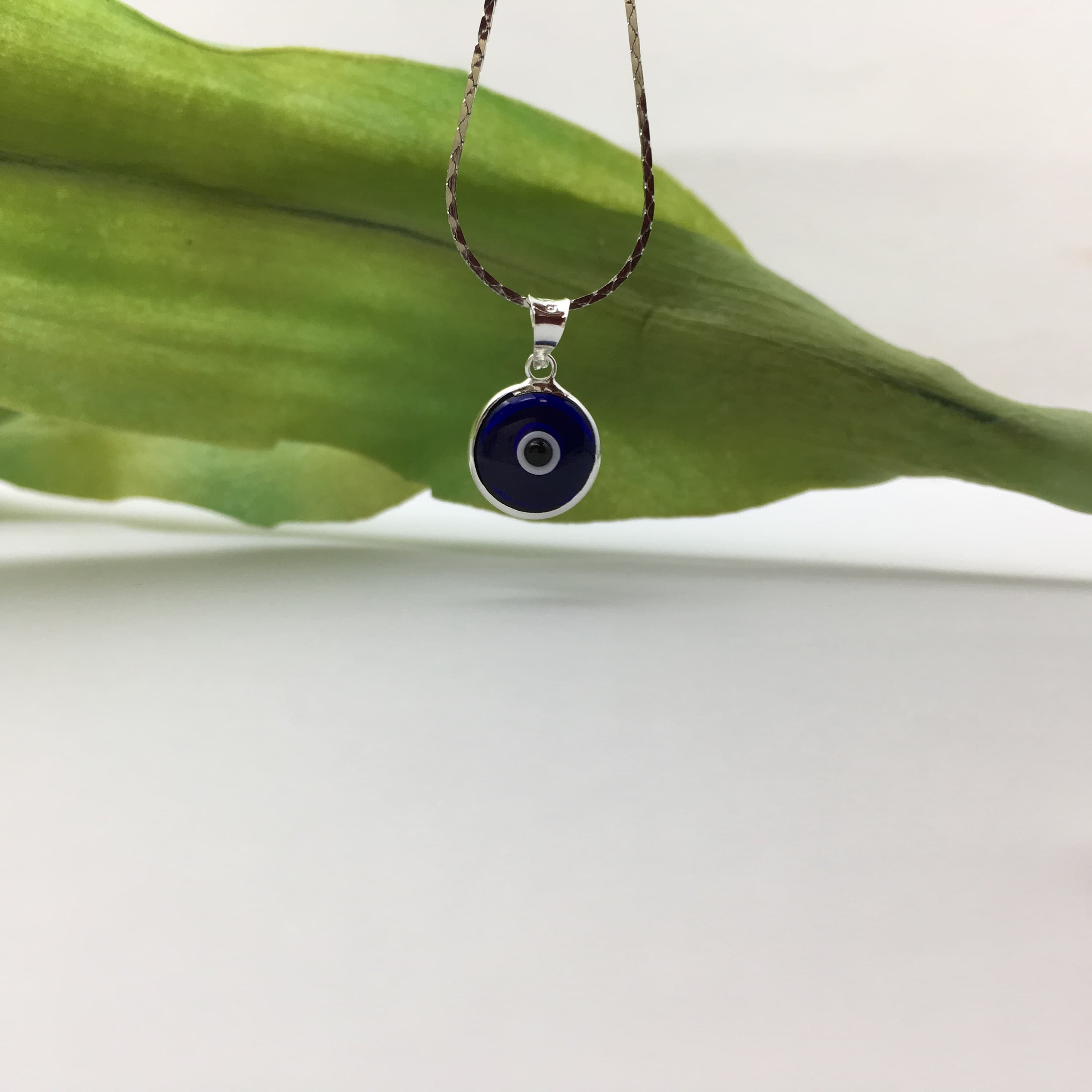 Evil Eye Pendant, 925 Sterling Silver Evil Eye, Dark Blue Evil Eye Charm, 10mm Blue Evil Eye, Evil Eye One loop Pendant, Mother's day Gift - image 3