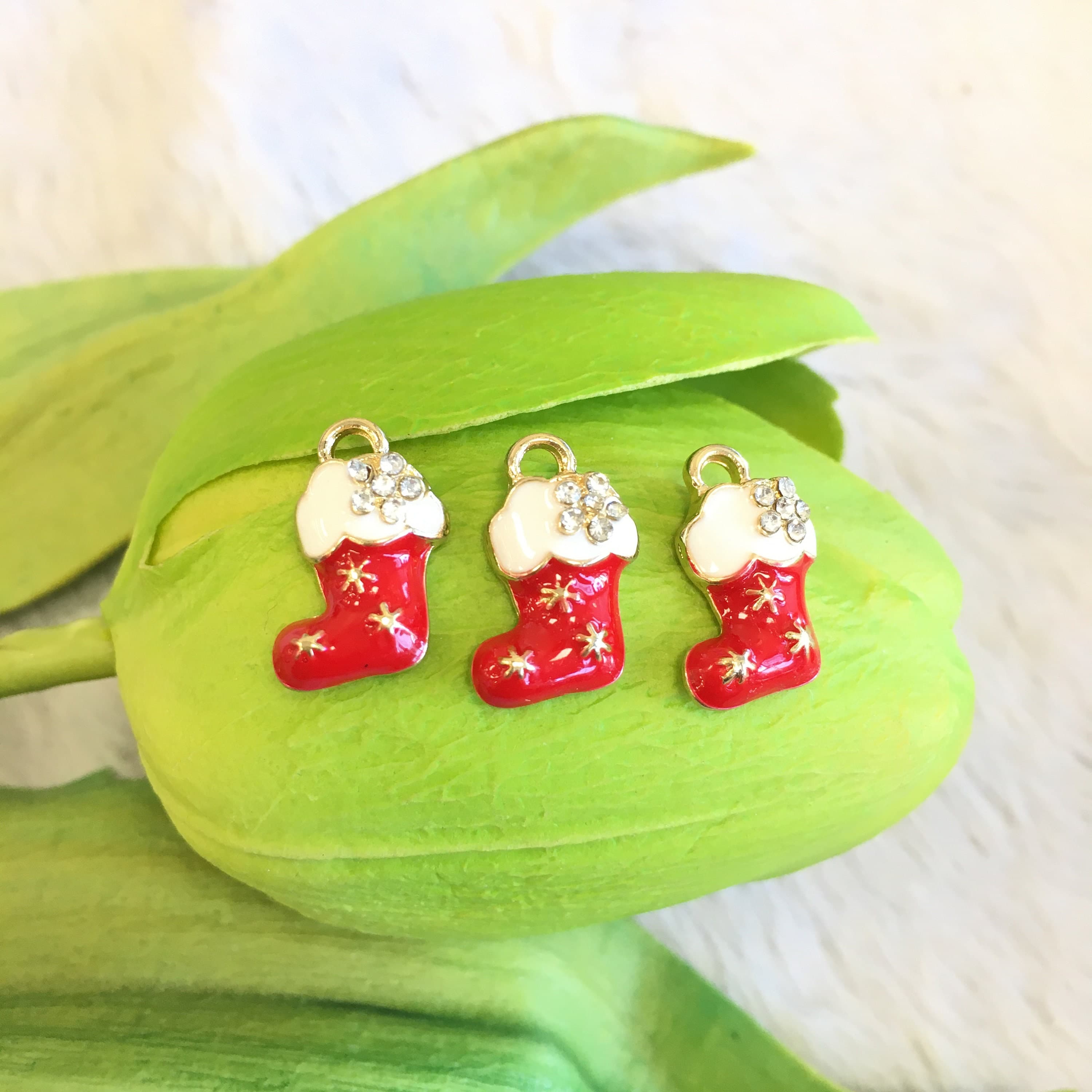 Christmas Stocking Charm, Enamel Christmas Stocking Stuffer Charm, Christmas Pendant, 6pc, Holiday Charm, Bulk, Bellaire Wholesale, Supplier - image 4