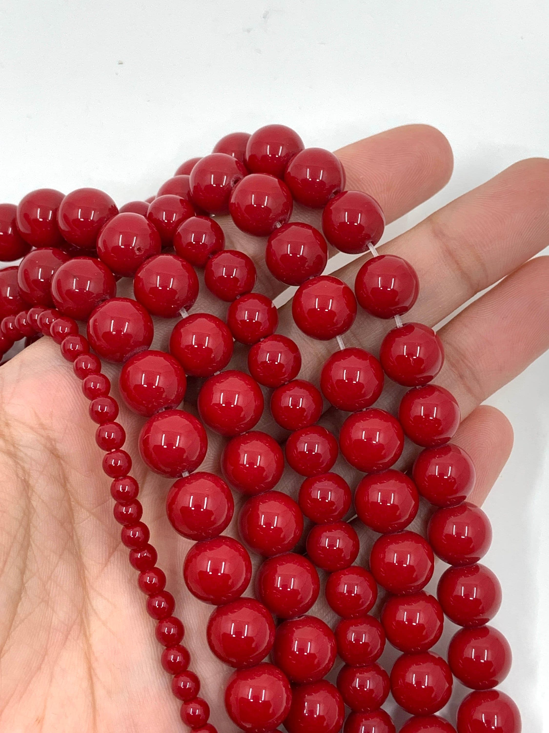 Red Czech Opaque Glass Beads, Round Loose, Jewelry Making Beads, 4mm, 8mm, 10mm, Red Glass Beads, Coated Beads, Smooth Round Beads, Bulk Buy - image 4
