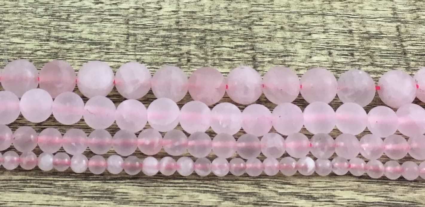 8mm Frosted Rose Quartz, Gem Stones , Mala Beads,  Yoga natural stones, Beads, 8mm Round quartz crystals A quality stones, Canadian Supply - image 5