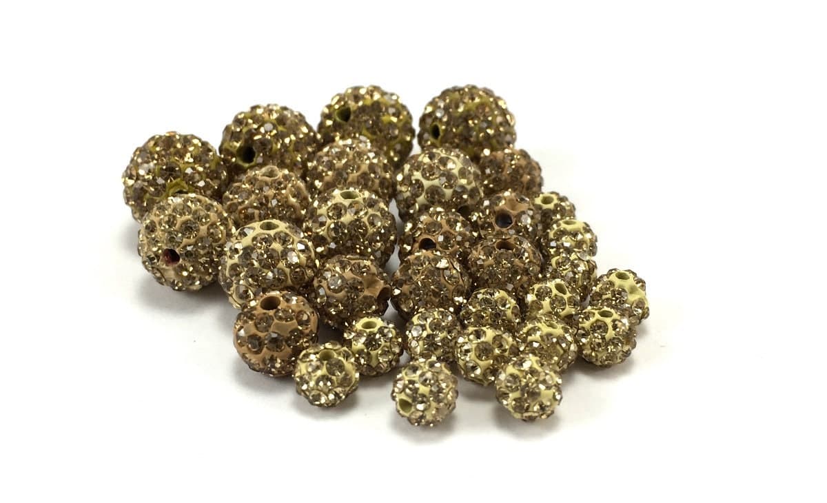10mm Dull Gold Rhinestone Bead, 10mm Disco bead, Dull Gold bead, 10mm Dull Gold beads, crystal bead, small crystal bead, Canadian Supplier