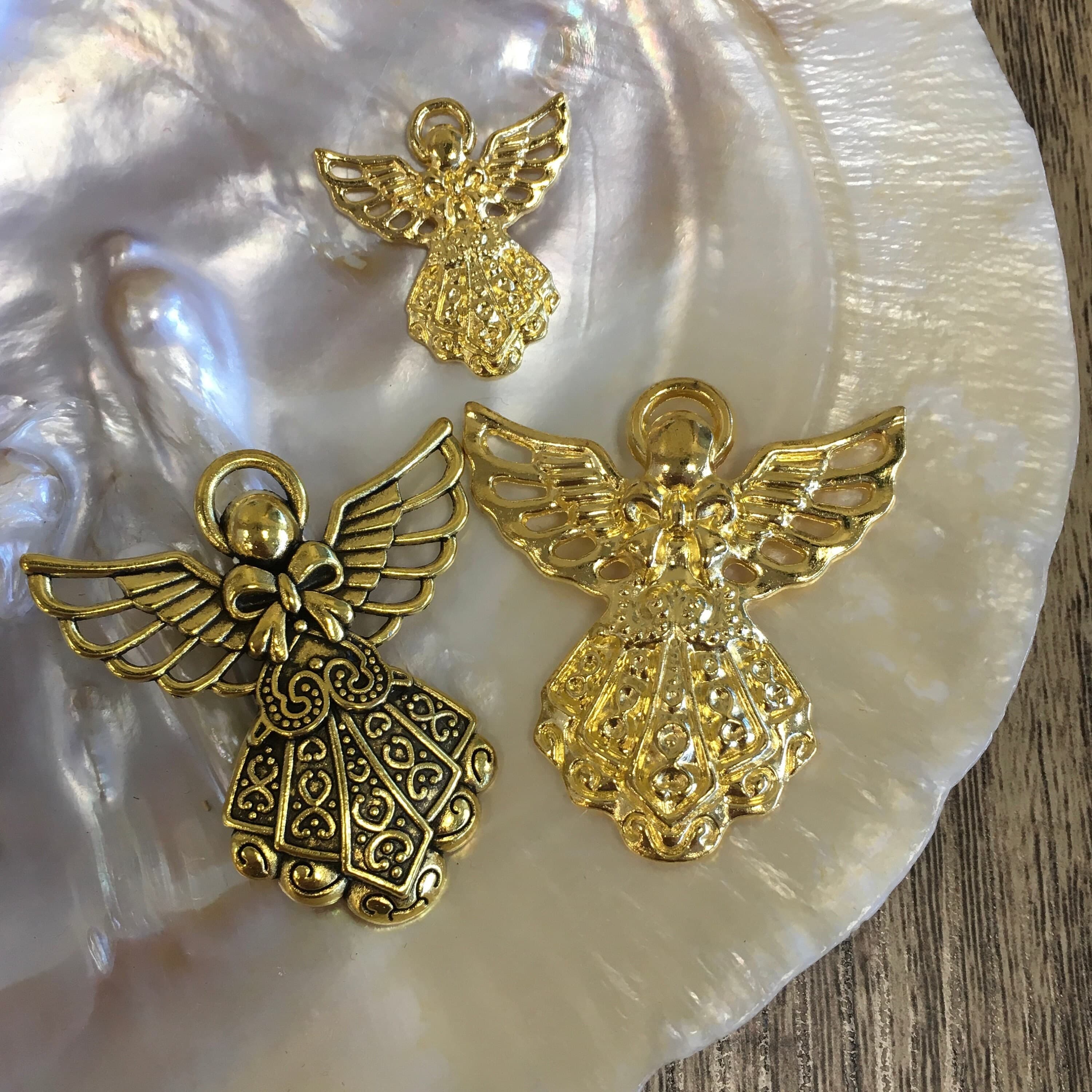 Guardian Angel Charm, Angel Charm Pendant, Yellow Gold Guardian Angel, Keychain Charm, Alloy Pendant, Bellaire Wholesale, Canada Supply