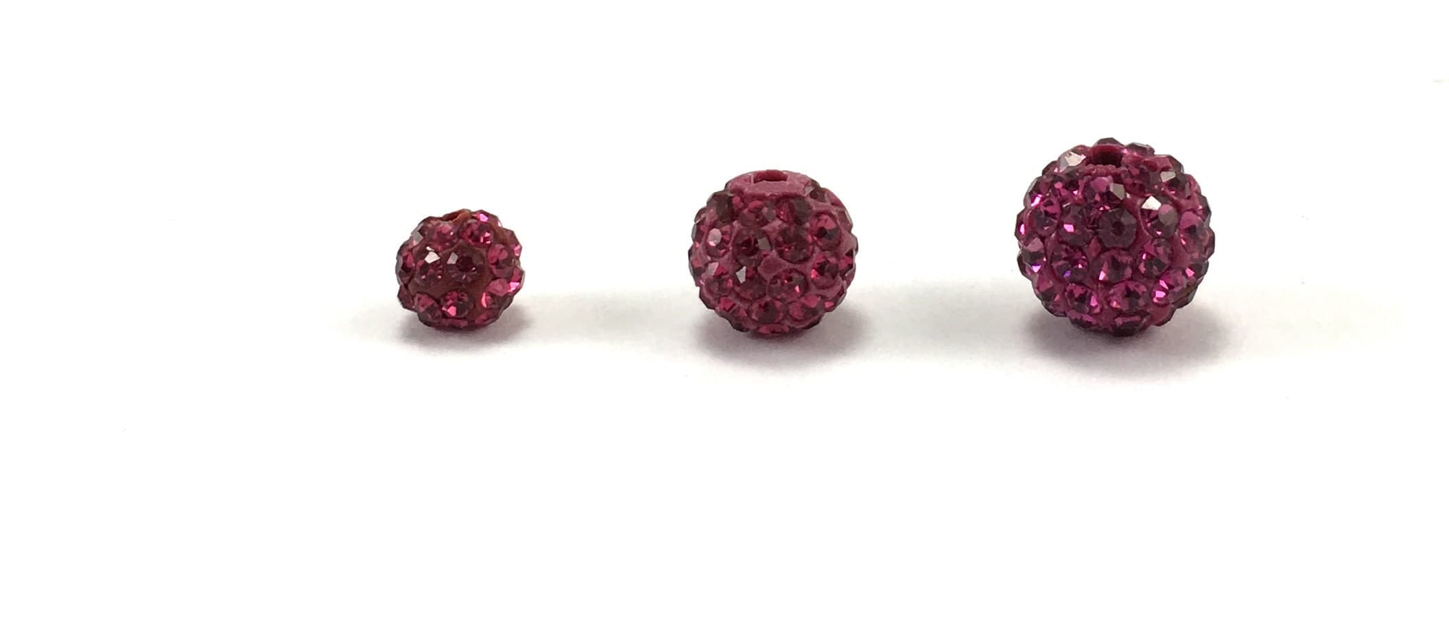 Shamballa Beads, Fuchsia Pink Shamballa Bead, 8mm Disco bead, Fuchsia Pink bead, Rhinestone bead, small crystal bead, Canadian Supplier - image 5