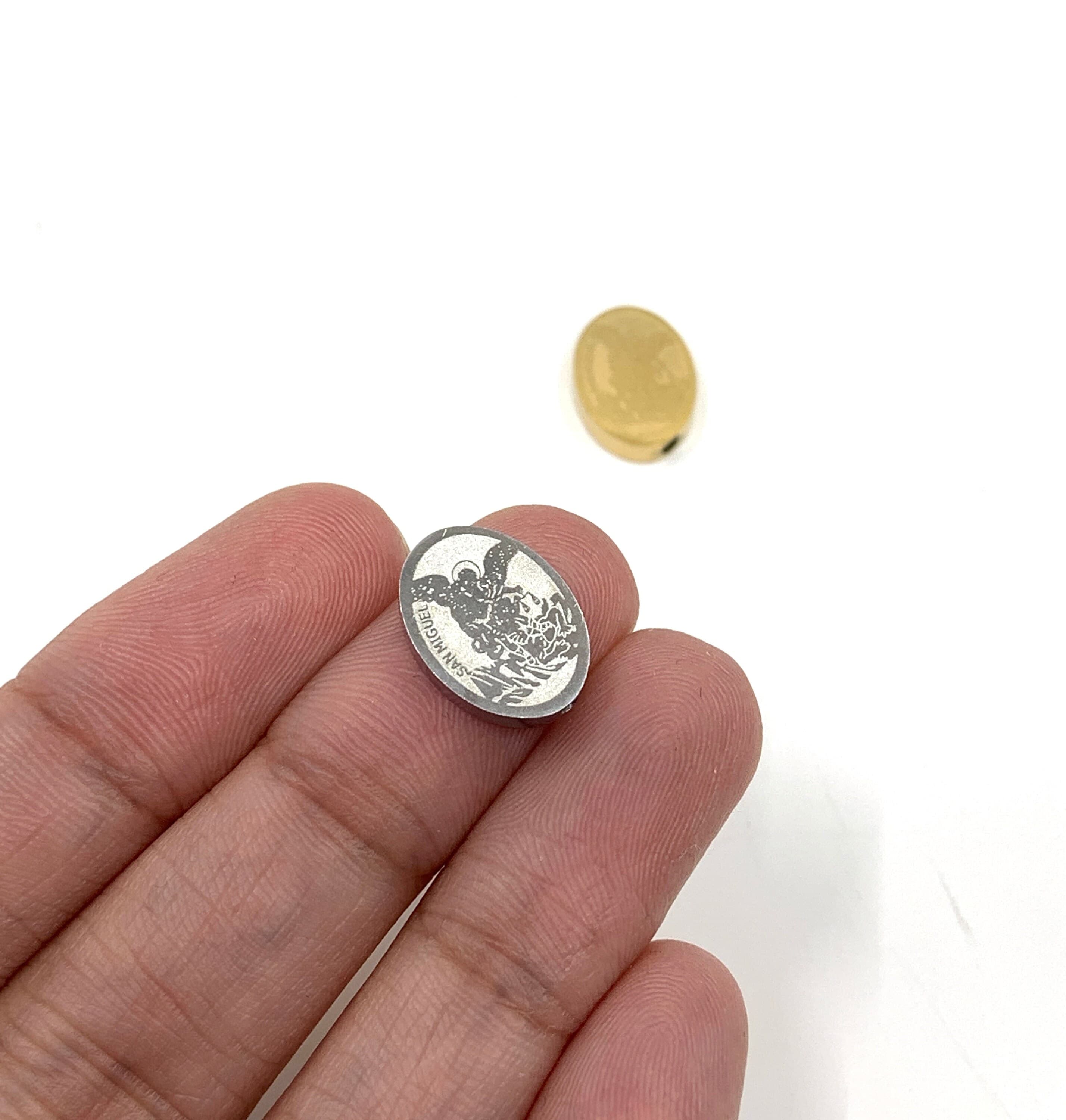 San Miguel Bead, Saint Michael Bead, Stainless Steel, Gold plated, San Miguel Medal, Non-tarnish, Bracelet Bead, Religious Jewelry Supply - image 5