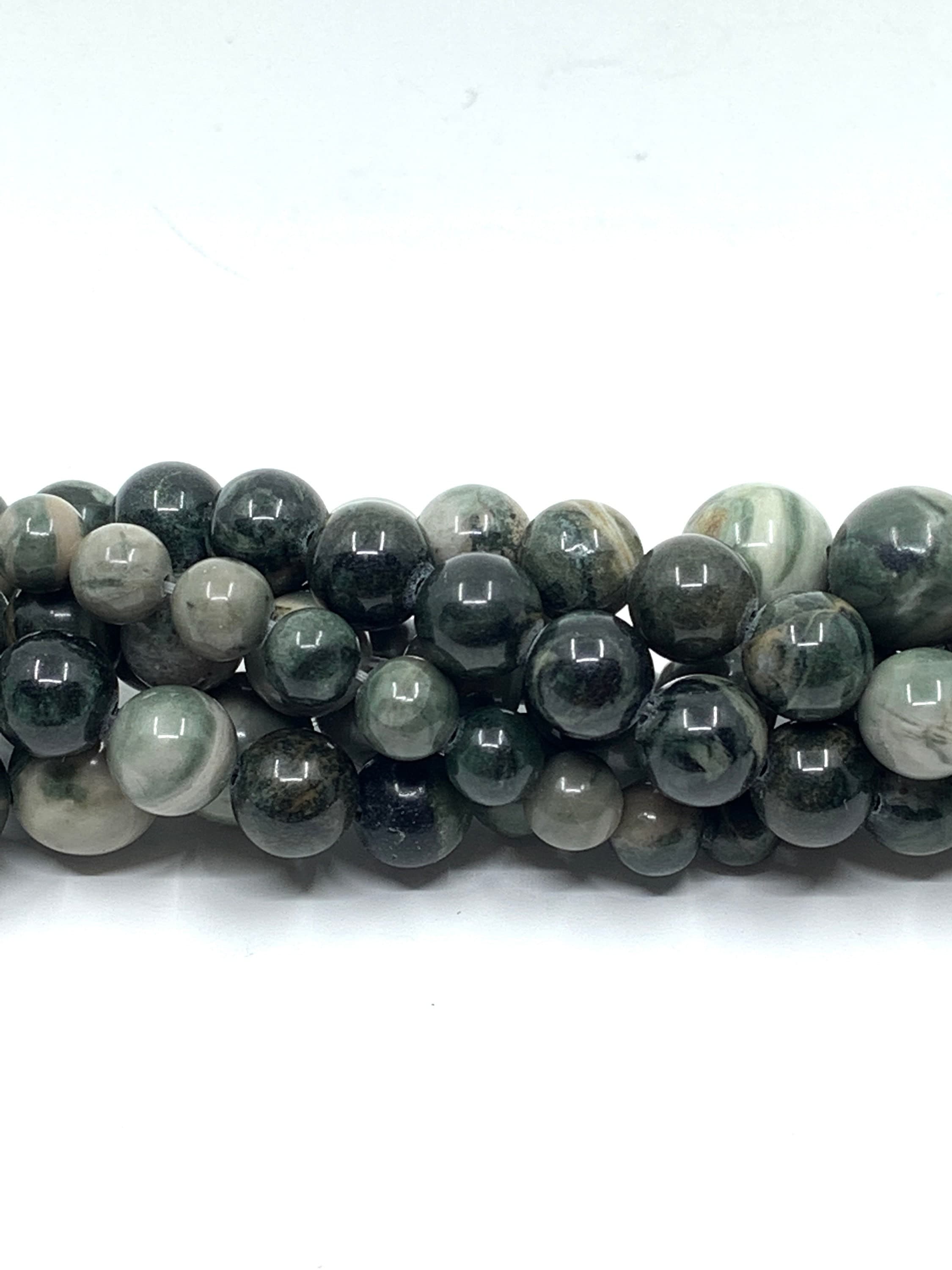 Green wood Jasper beads, Natural gemstone beads, Smooth round, jewelry making, Healing gem stone, Canadian Supplier, full strand, bulk buy - image 4