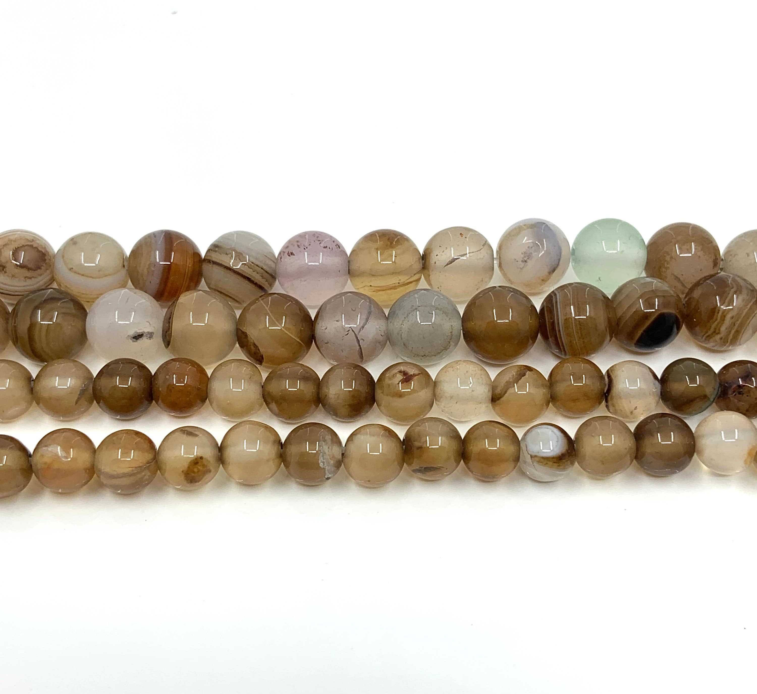 Brown and White Agate Beads, Natural Stone, White and Brown Striped Stone, Gem Stone Bead, Polished Agate Beads , Bulk, Wholesale - image 3