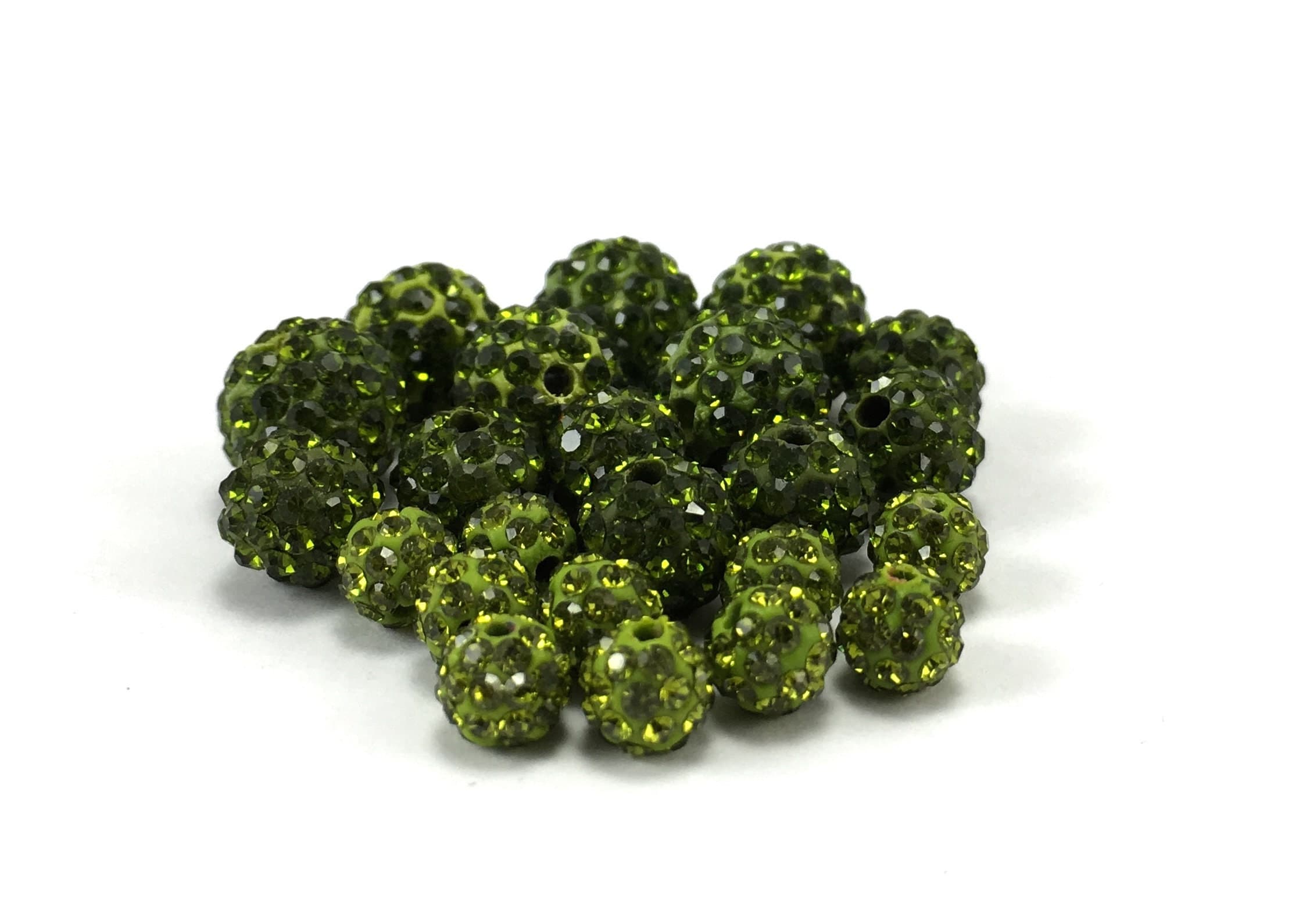 8mm Olivine Green Rhinestone Bead, 8mm Green Disco bead, 8mm Olivine Green bead, Green crystal bead, small crystal bead, Canadian Supplier - image 5