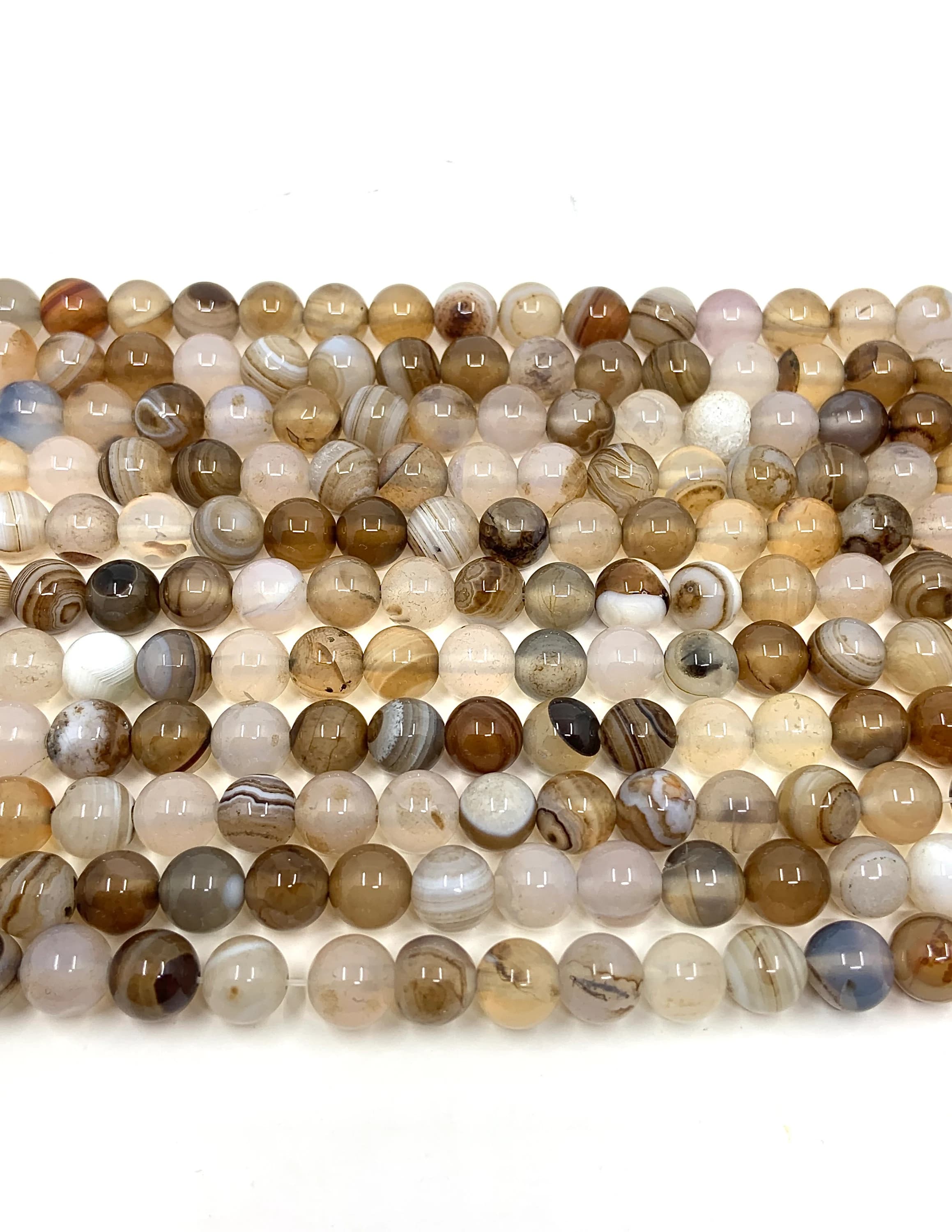 Brown and White Agate Beads, Natural Stone, White and Brown Striped Stone, Gem Stone Bead, Polished Agate Beads , Bulk, Wholesale