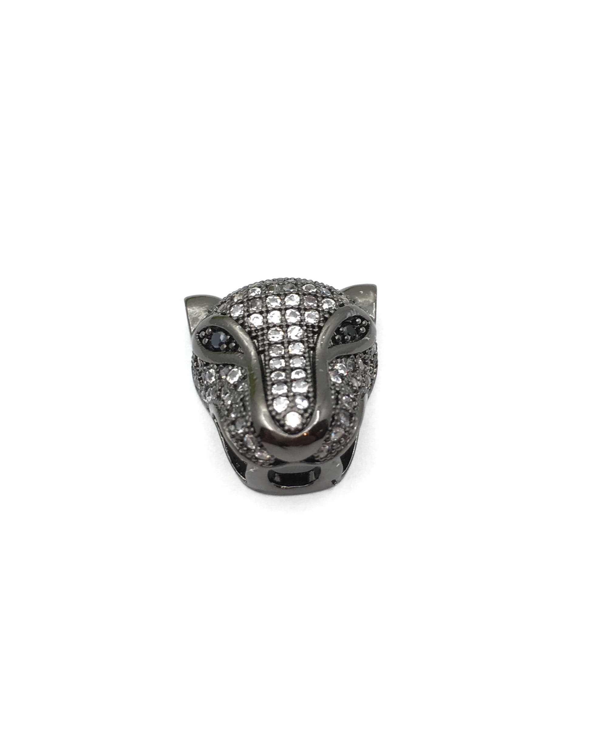 Panther head bead, Men's bracelet beads, CZ Micro Pave beads, Cubic Zirconia beads, DIY Jewelry making, Leopard bead, Animal Jewelry - image 5