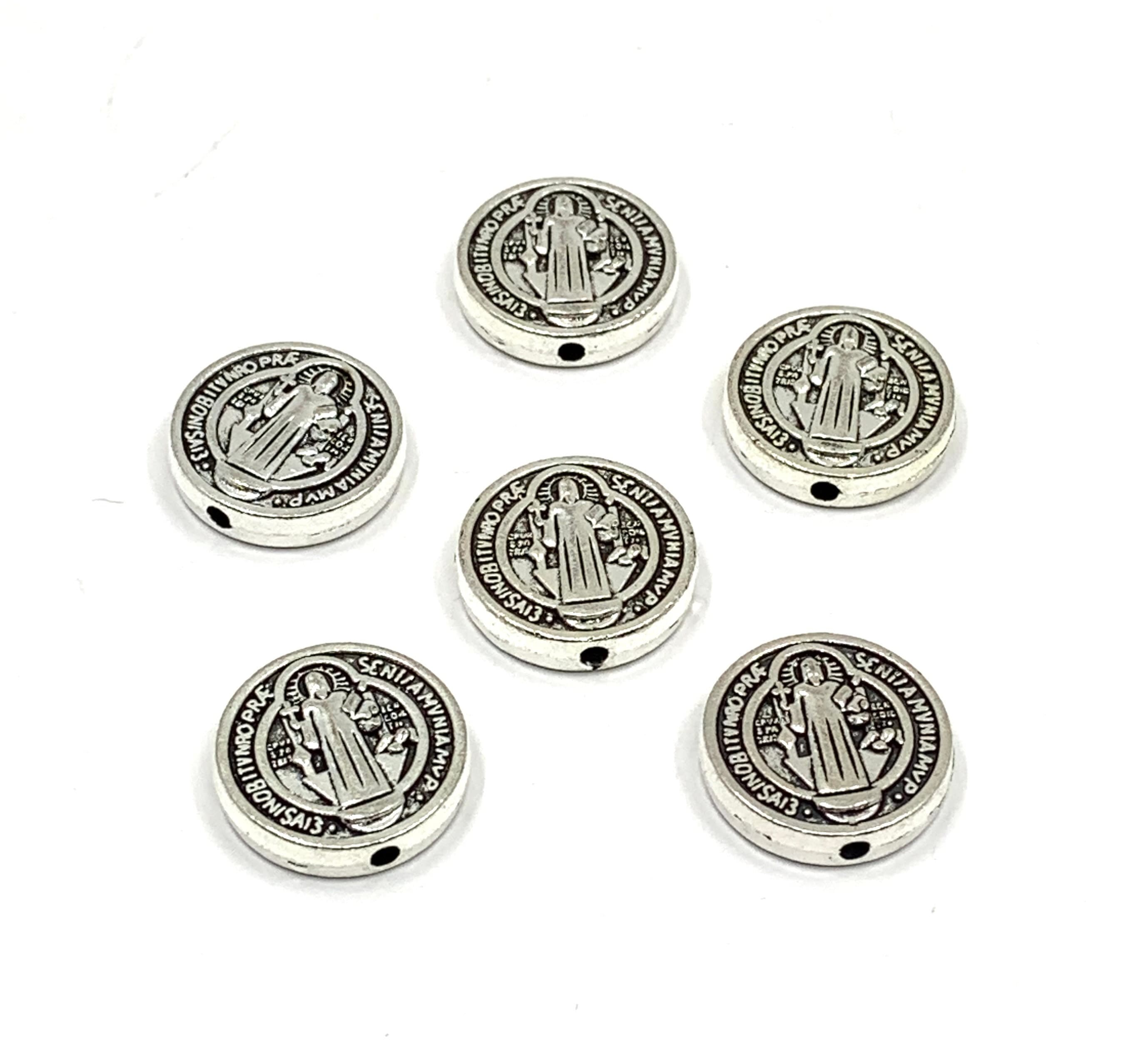 St. Benedict Beads, Saint Benedict Spacer Beads, Religious bead, 15pcs, Antique Silver Bead, Jewelry findings, Bellaire Wholesale, Bulk Buy - image 5