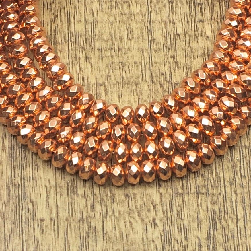 Donut Shaped Rose Gold Faceted Hematite Bead, Natural Stone, Hematite, Faceted Beads, Mala Bead, Canadian Supplier, Beading Supplier - image 3
