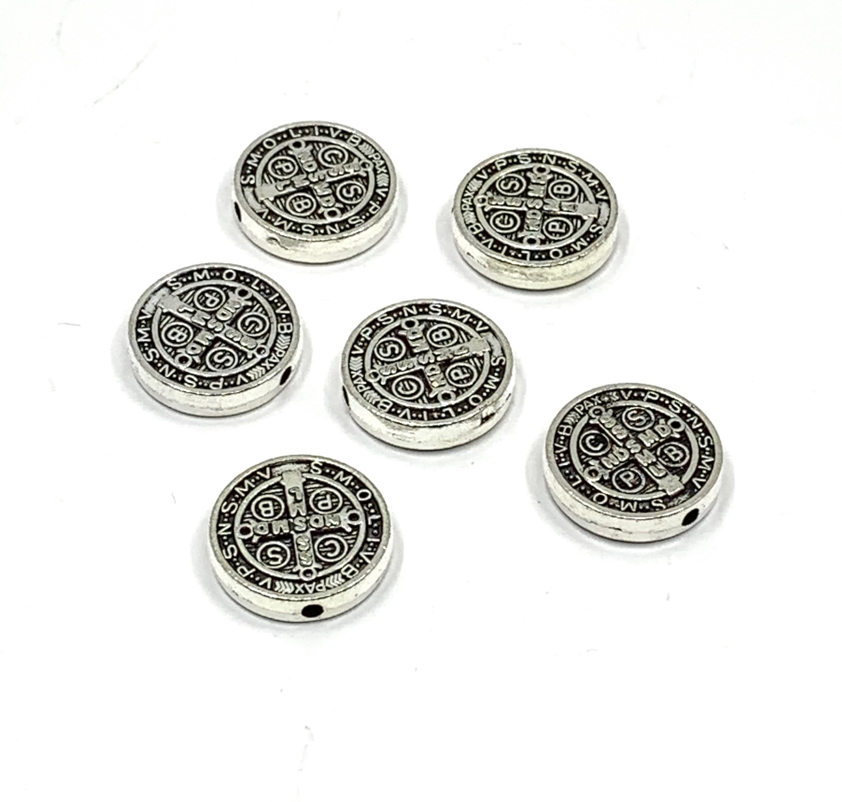 St. Benedict Beads, Saint Benedict Spacer Beads, Religious bead, 15pcs, Antique Silver Bead, Jewelry findings, Bellaire Wholesale, Bulk Buy - image 3