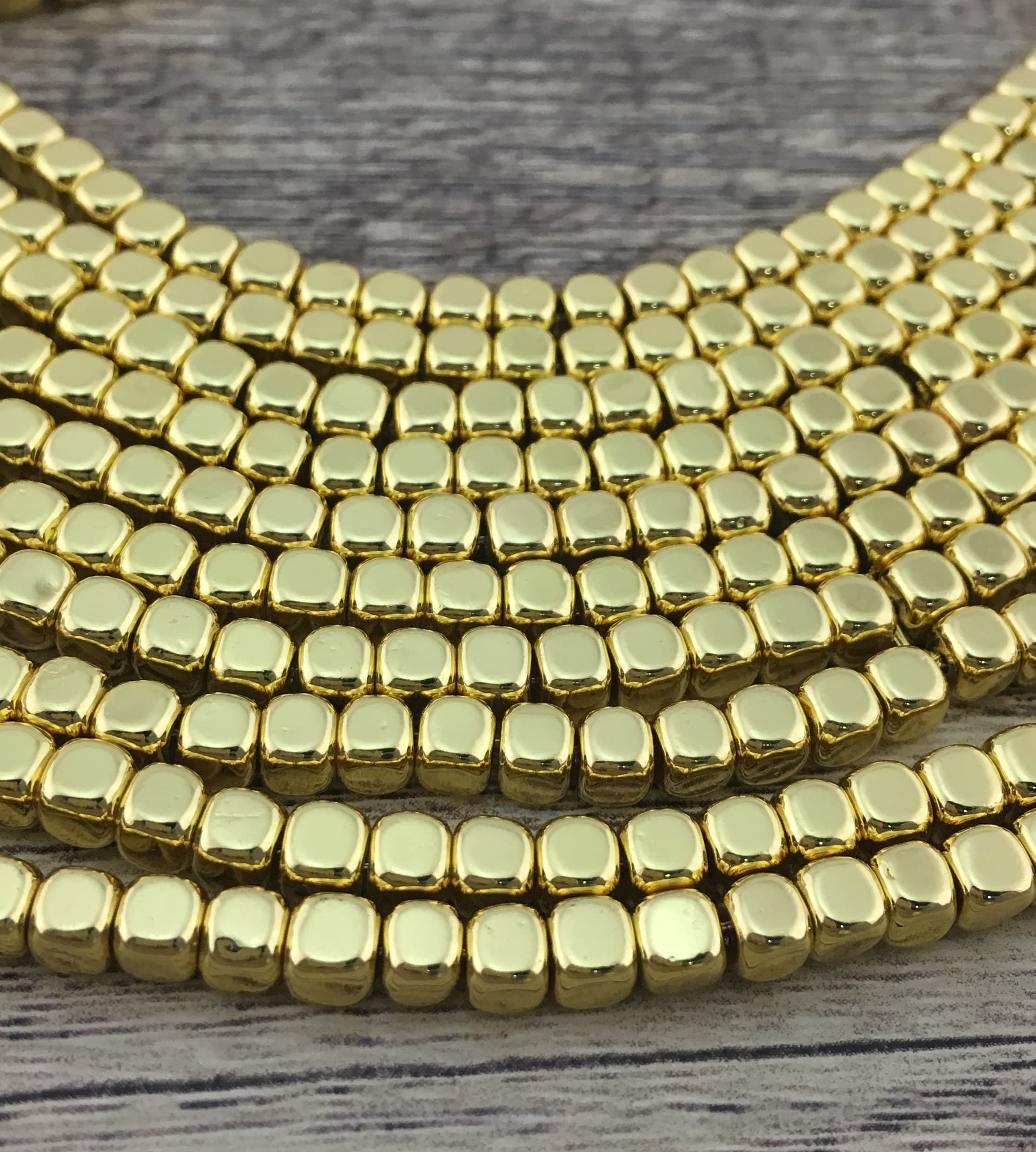 6mm Gold Square Hematite Bead, Natural Stone, Hematite, Square Beads, Mala Bead, Canadian Supplier, Beading Supplier - image 4