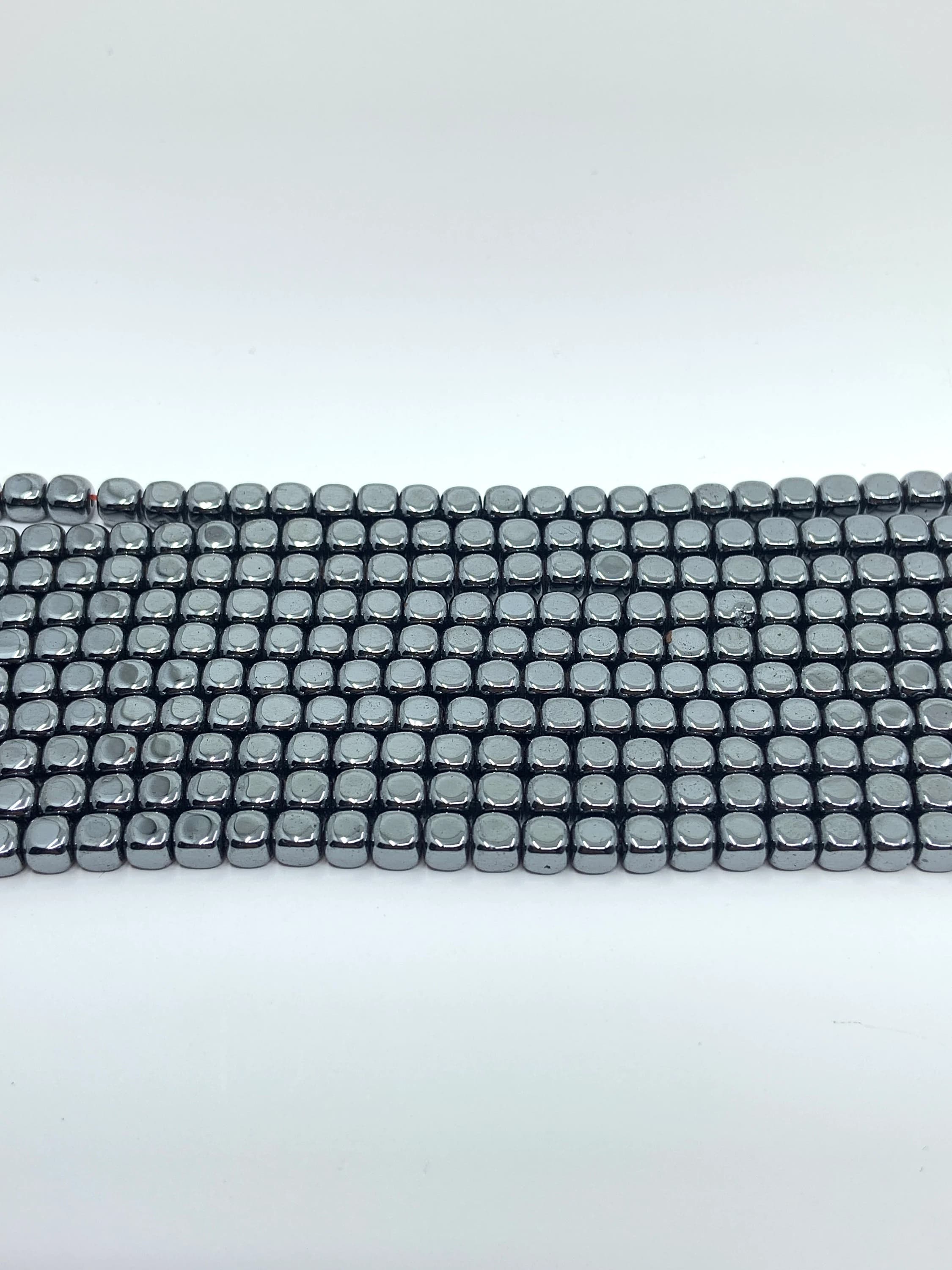 4mm Square Hematite Bead, Natural Stone, Hematite, Square Beads, Mala Bead, Canadian Supplier, Beading Supplier