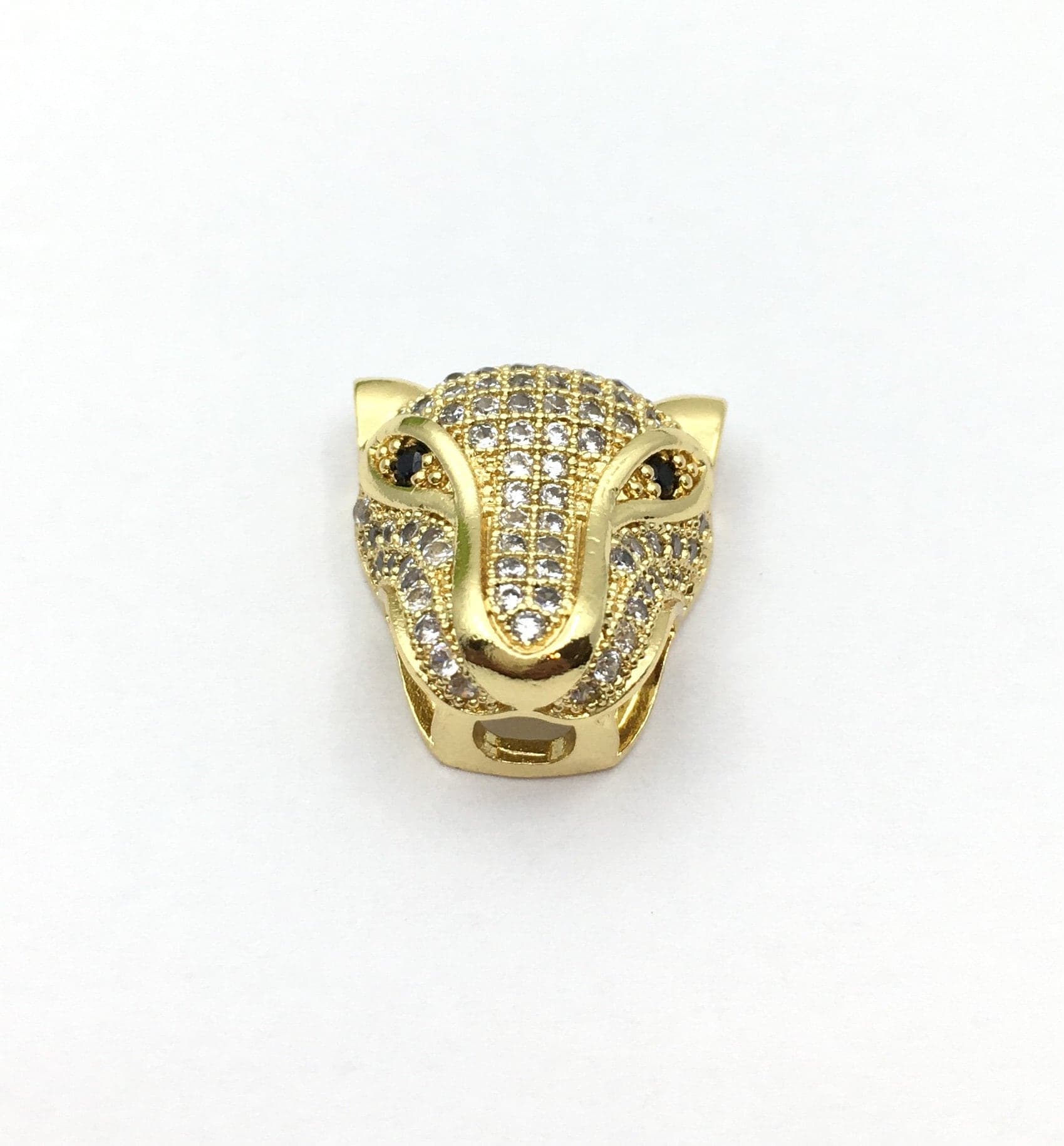 Panther head bead, Men's bracelet beads, CZ Micro Pave beads, Cubic Zirconia beads, DIY Jewelry making, Leopard bead, Animal Jewelry - image 3