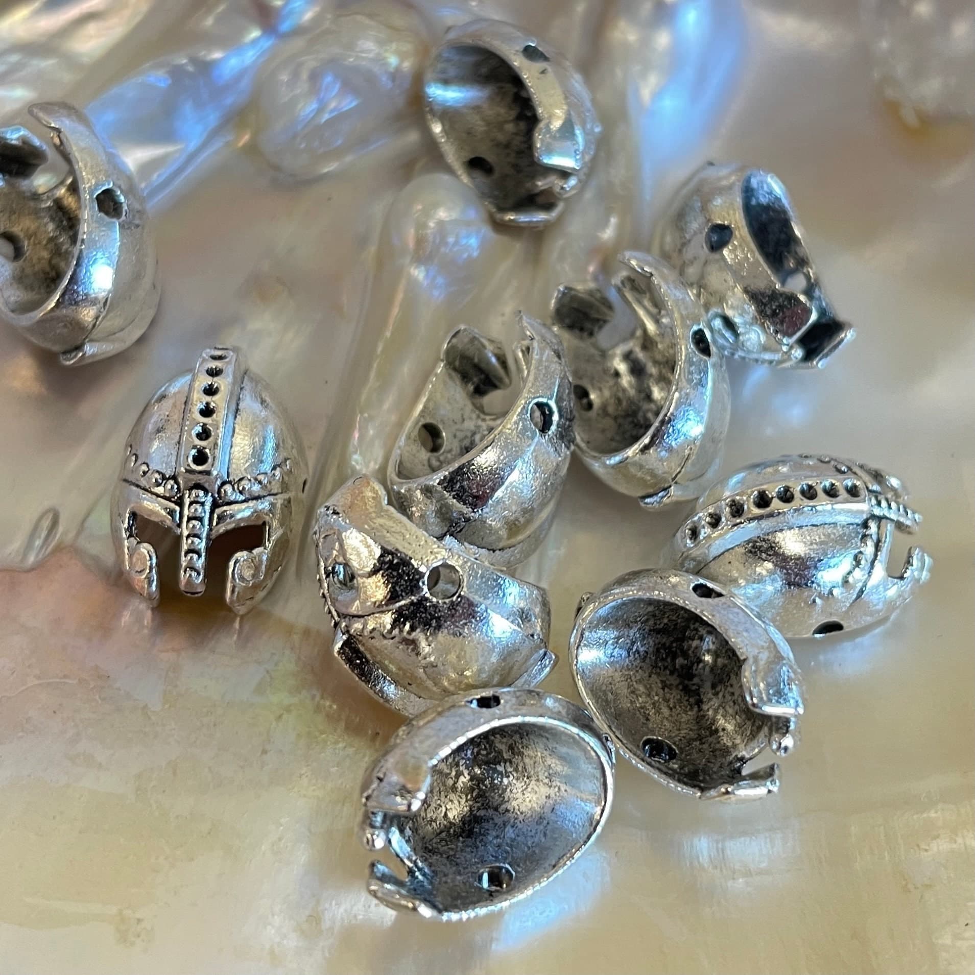Alloy Gold and Rhodium Warrior Head Bead, Pack of 3, Warrior Head Bead, Jewelry Findings, Pendant Findings, Earring Findings - image 4