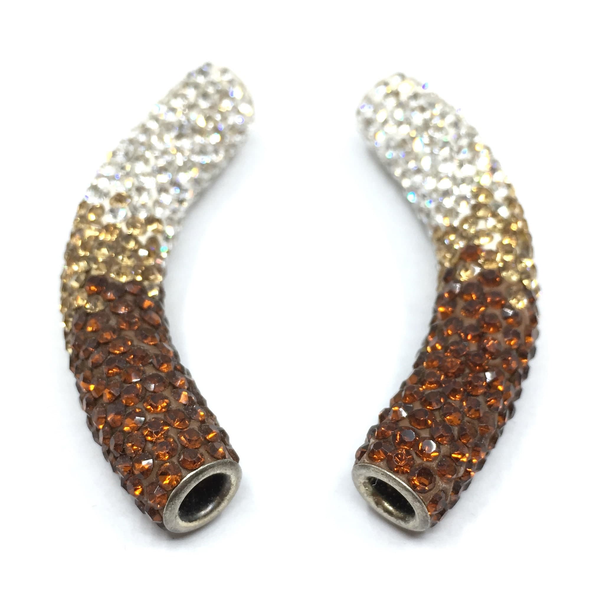White & Light Brown Shamballa Tube Beads, Shamballa Casting Tubes, Bracelet Connector, Pack of 2, Wholesale Beads, Canadian Supplier - image 3