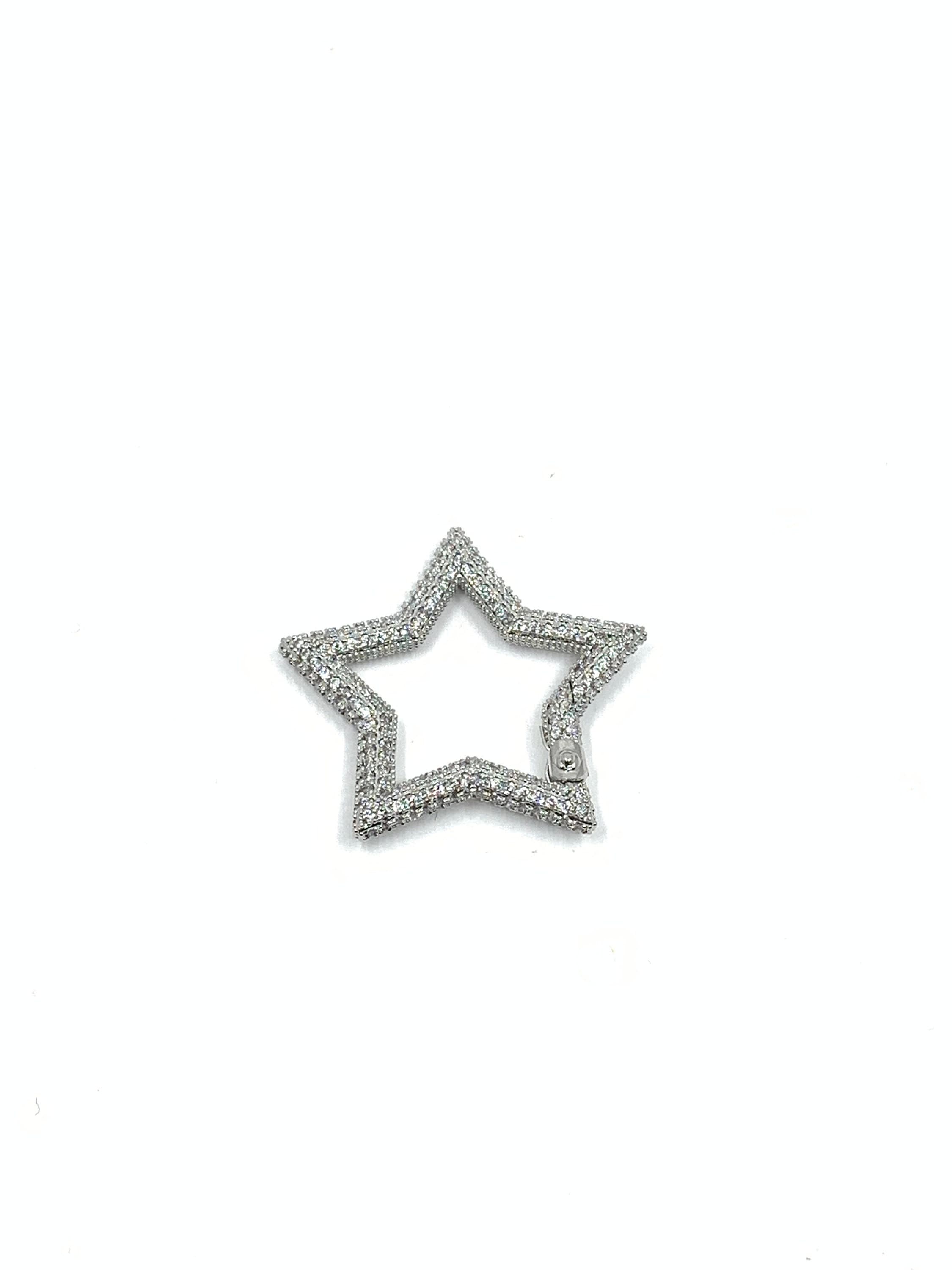 CZ Pave Star Lock, 18k Gold Plated Spring Snap Lock, Micro Pave Star Carabiner Clasp, CZ Star Connector, Cubic Zirconia Lock - image 5
