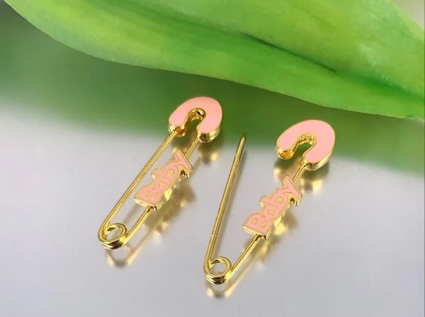 Blue Baby Pin, Pink Safety Pin, Baby Keepsake, Baby Shower Gift, Baptism pin, Enamel, Baby Writing Brooch Pin, Stroller Pin - image 4