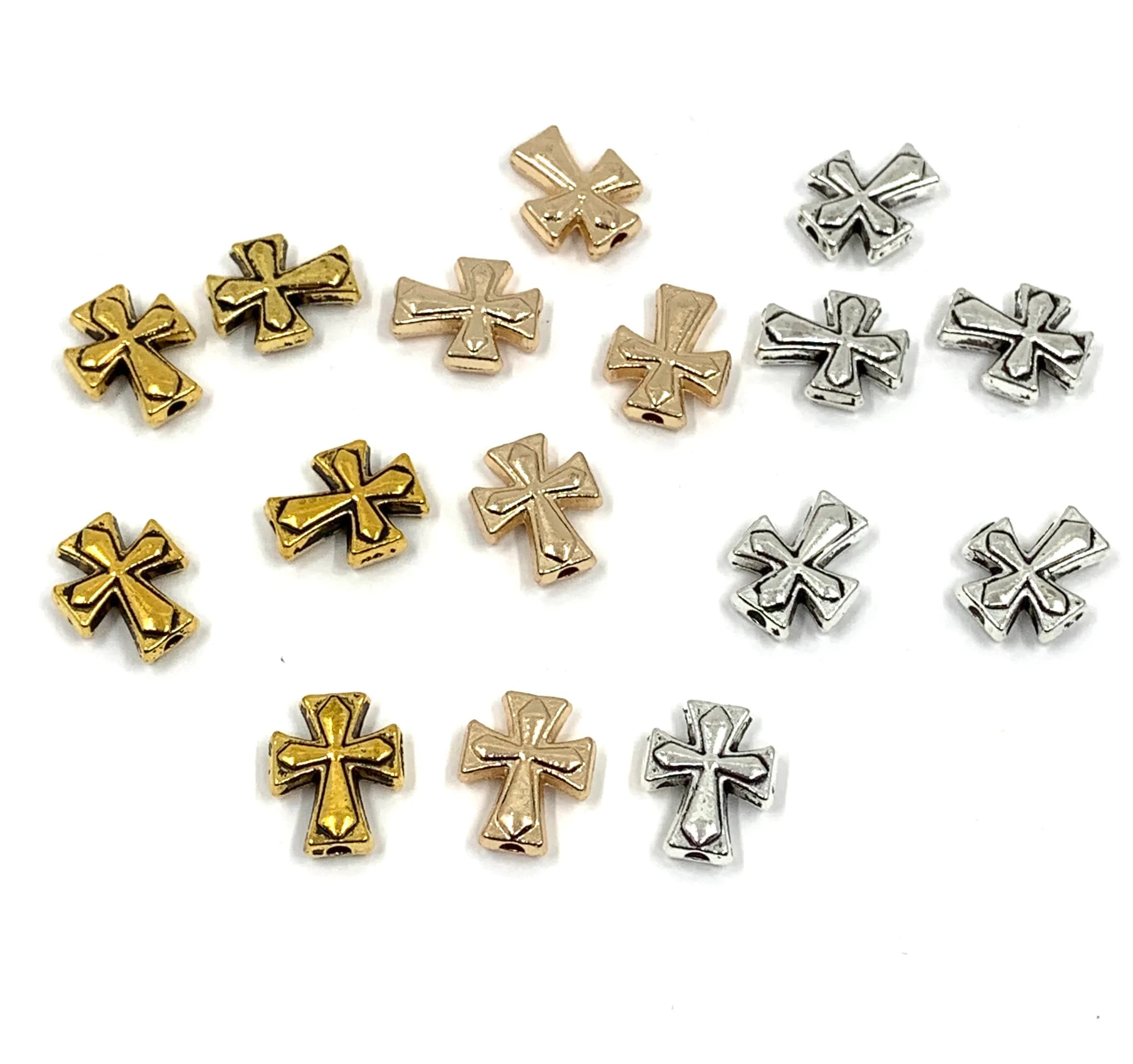 Cross beads, Alloy Cross, Gold, Silver, Rose gold Cross, Bracelet Beads, Jewelry making, Religious Findings, Bellaire Wholesale, 17pcs