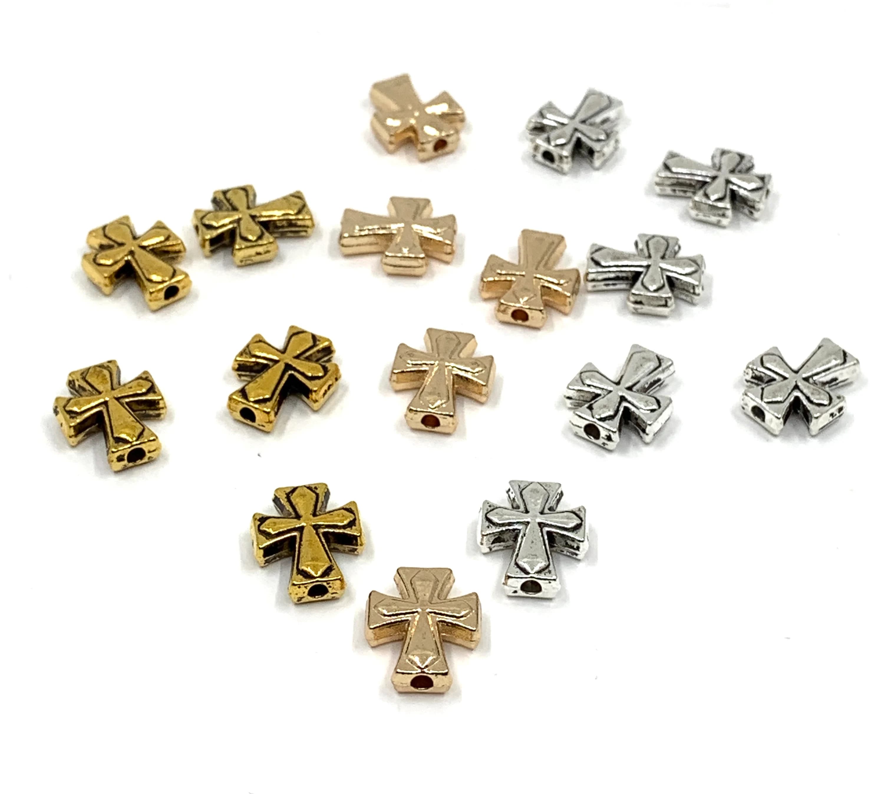 Cross beads, Alloy Cross, Gold, Silver, Rose gold Cross, Bracelet Beads, Jewelry making, Religious Findings, Bellaire Wholesale, 17pcs - image 3