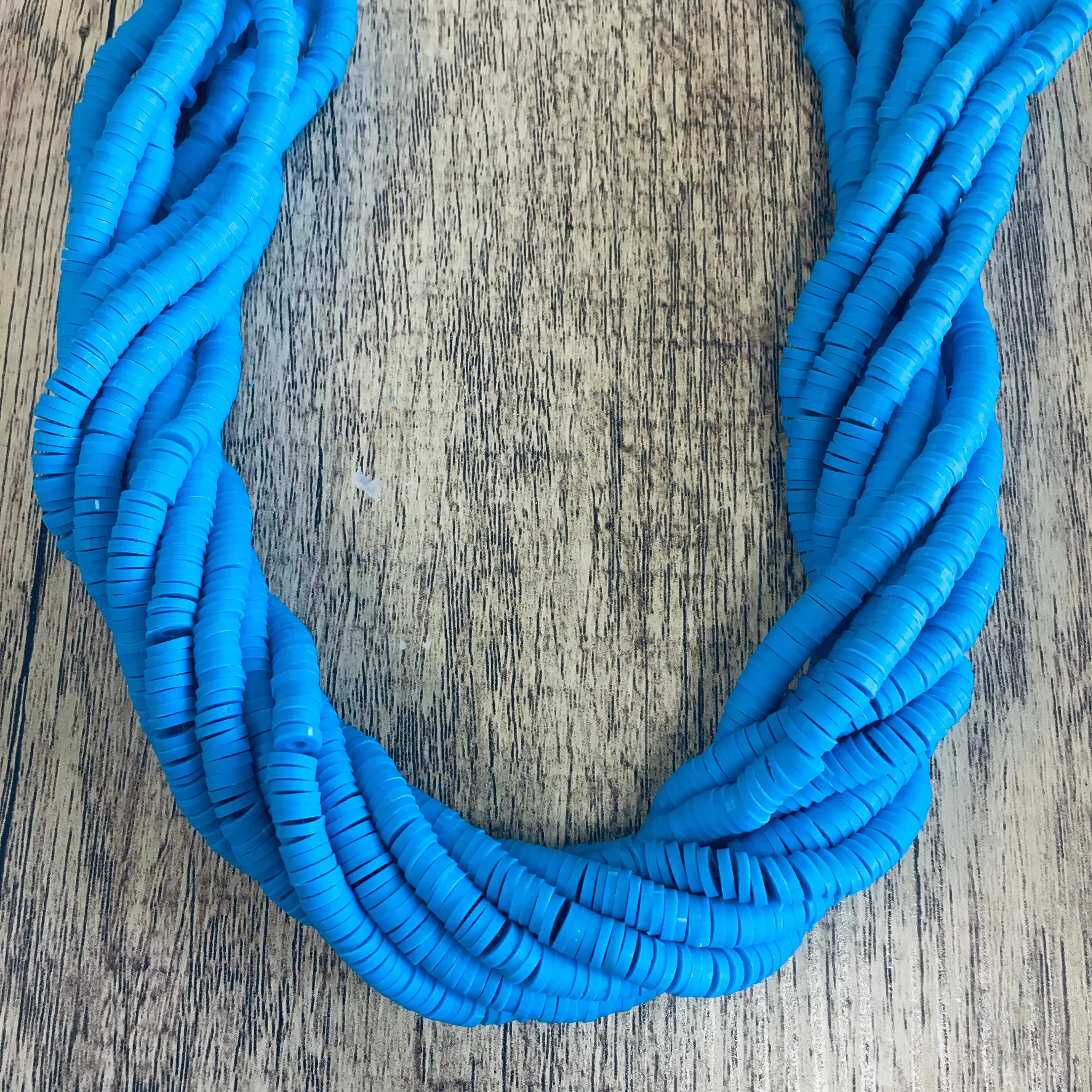 Electric Blue Heishi Disc Beads, 6mm Heishi Blue Beads, African Vinyl Beads, Heishi Beads Necklace, Polymer Clay Beads, Bellaire Wholesale