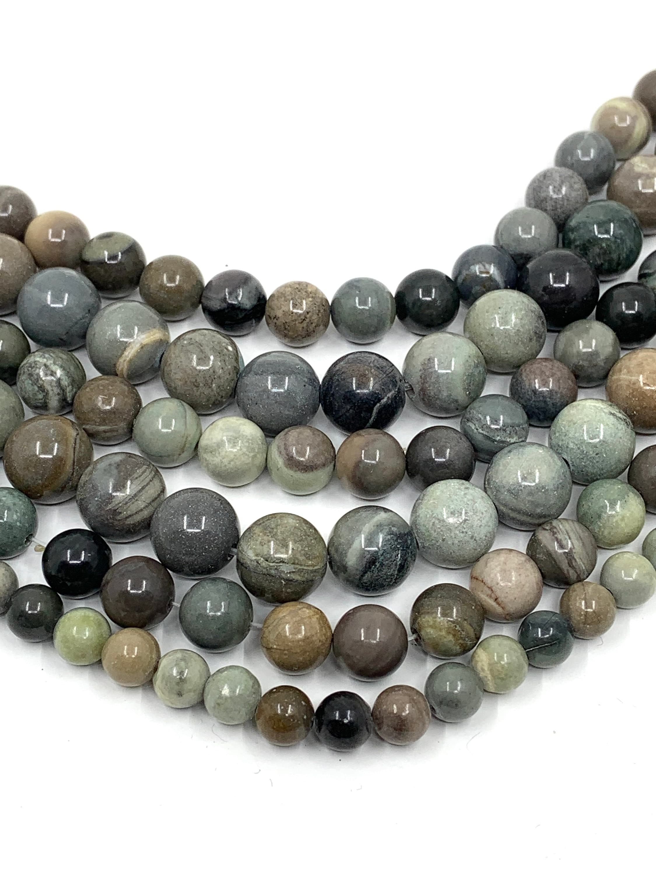 Silver Leaf Jasper Bead, Natural Stone Bead, 6mm, 8mm, 10mm, Variscite, Natural Jasper, Canadian Supplier, Bellaire Wholesale - image 3