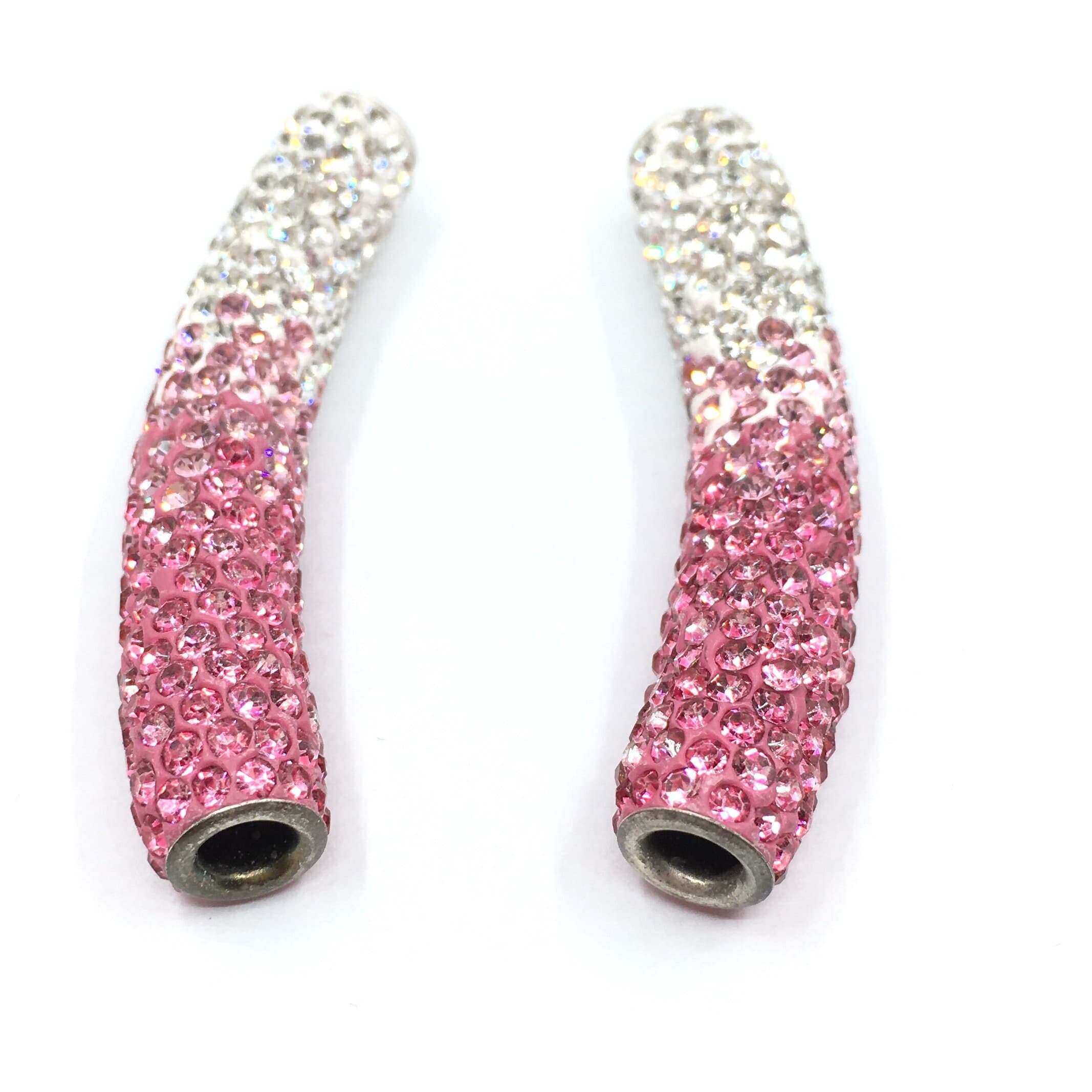 White & Light Pink Shamballa Tube Beads, Shamballa Casting Tubes, Bracelet Connector, Pack of 2, Wholesale Beads, Canadian Supplier - image 3
