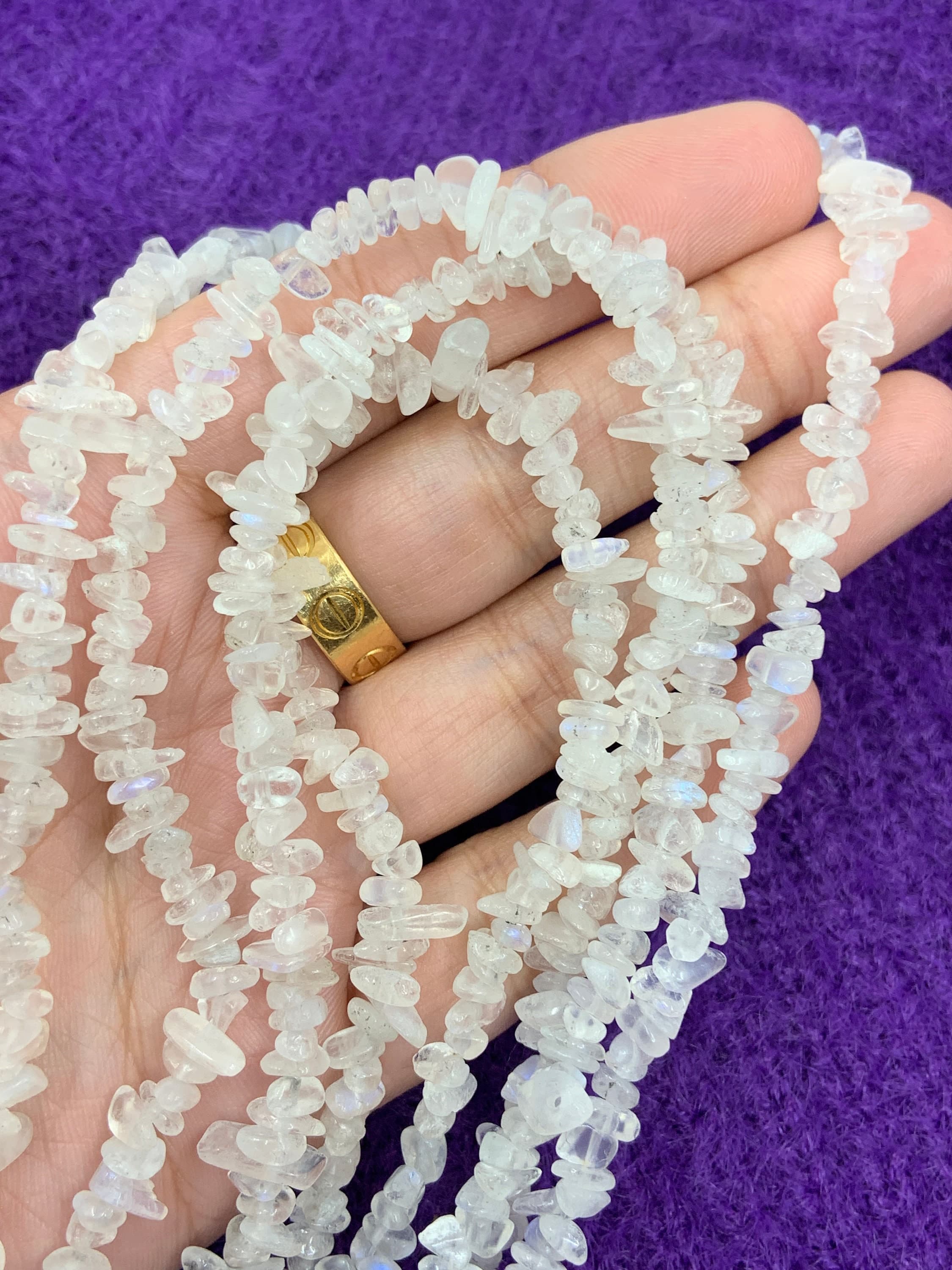 Moonstone Chip Beads, Rainbow Moonstone, Flashy, Natural Stone Chips, 3x5mm, 5x8mm Full Strand, Irregular Shape, Jewelry Making, Wholesale - image 3