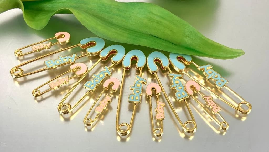 Blue Baby Pin, Pink Safety Pin, Baby Keepsake, Baby Shower Gift, Baptism pin, Enamel, Baby Writing Brooch Pin, Stroller Pin