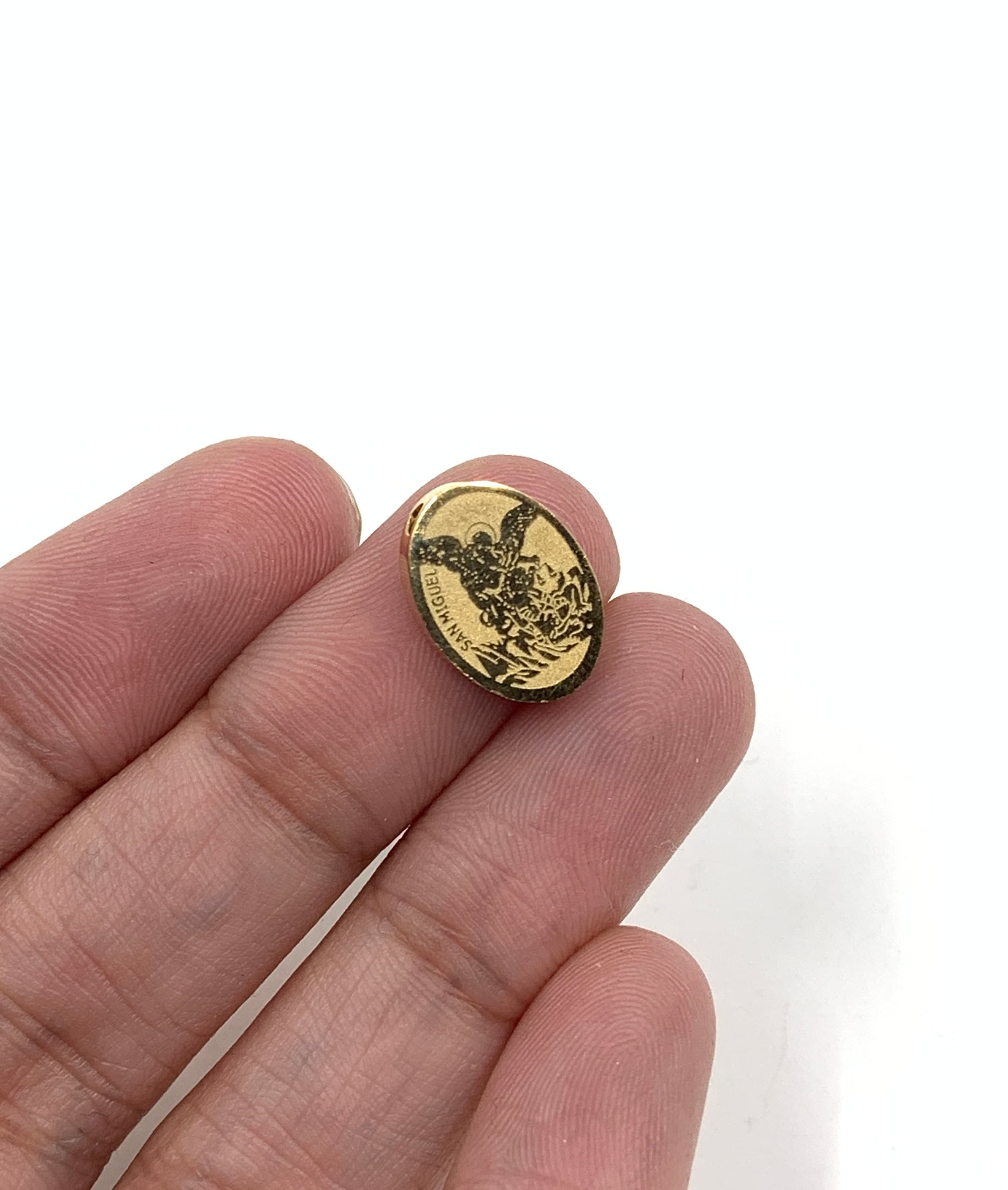 San Miguel Bead, Saint Michael Bead, Stainless Steel, Gold plated, San Miguel Medal, Non-tarnish, Bracelet Bead, Religious Jewelry Supply - image 4