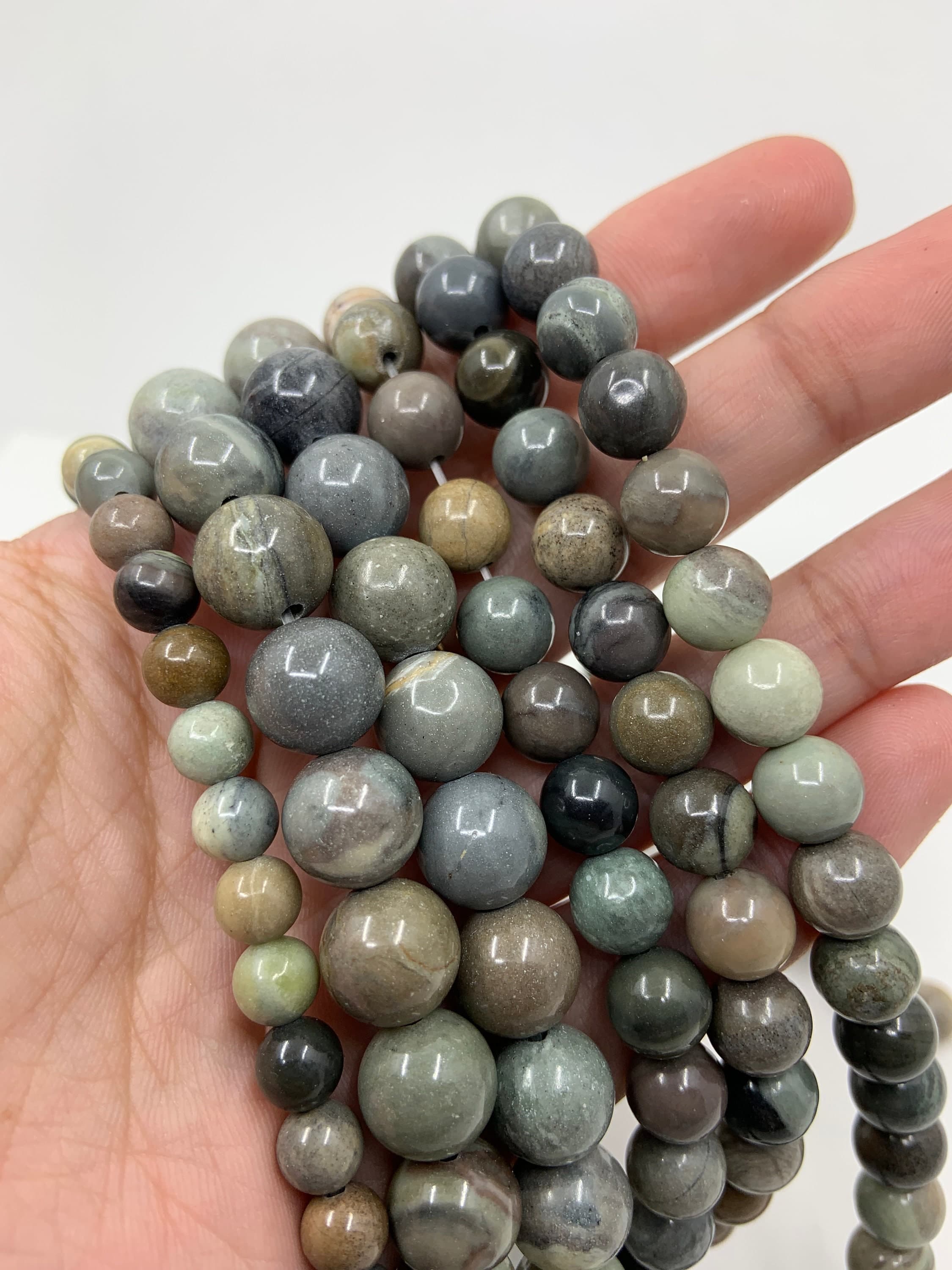 Silver Leaf Jasper Bead, Natural Stone Bead, 6mm, 8mm, 10mm, Variscite, Natural Jasper, Canadian Supplier, Bellaire Wholesale - image 5