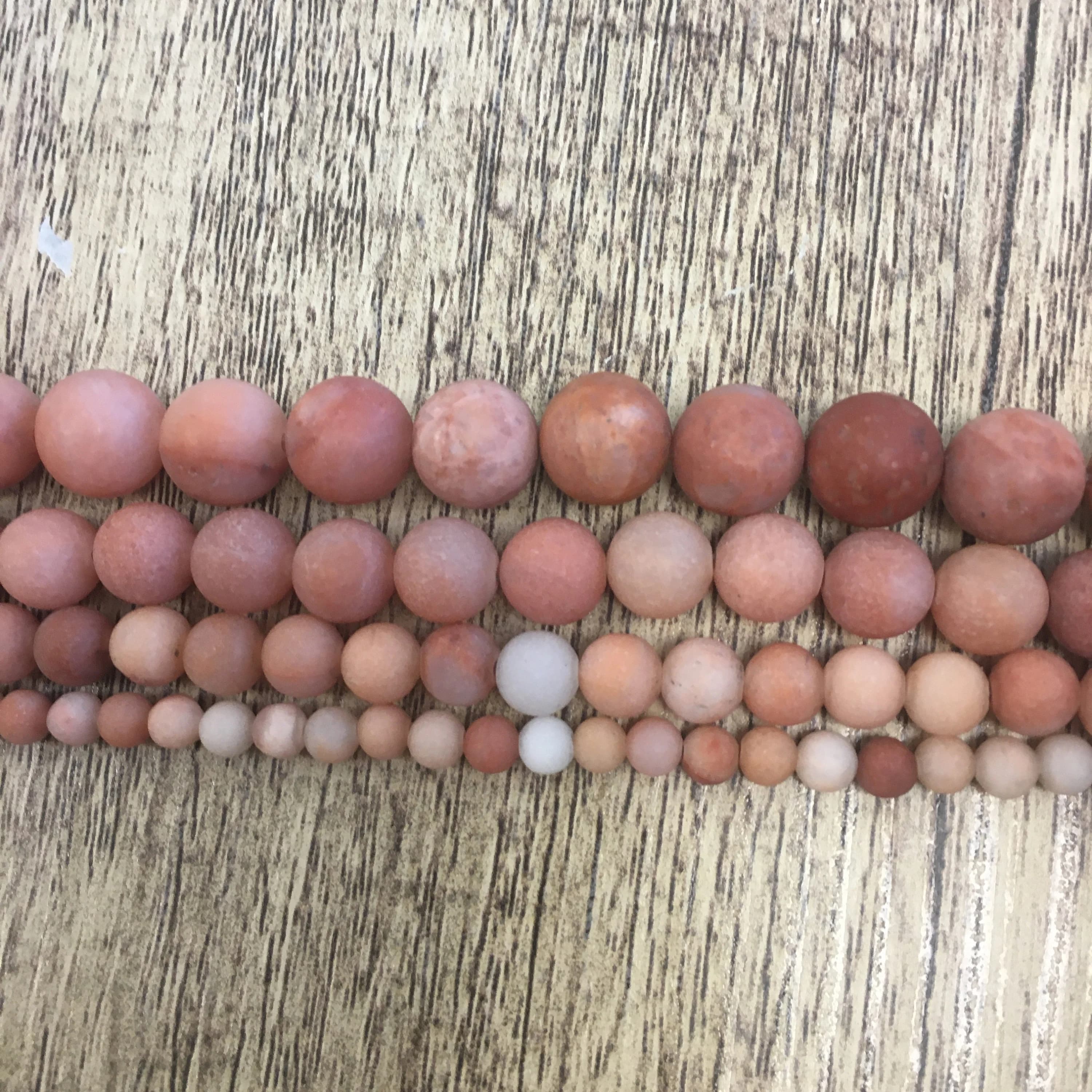 Matte Pink Aventurine Beads, B quality, has natural black marks inside, 4mm, 6mm, 8mm aventurine beads, Bellaire Wholesale, Bulk - image 3