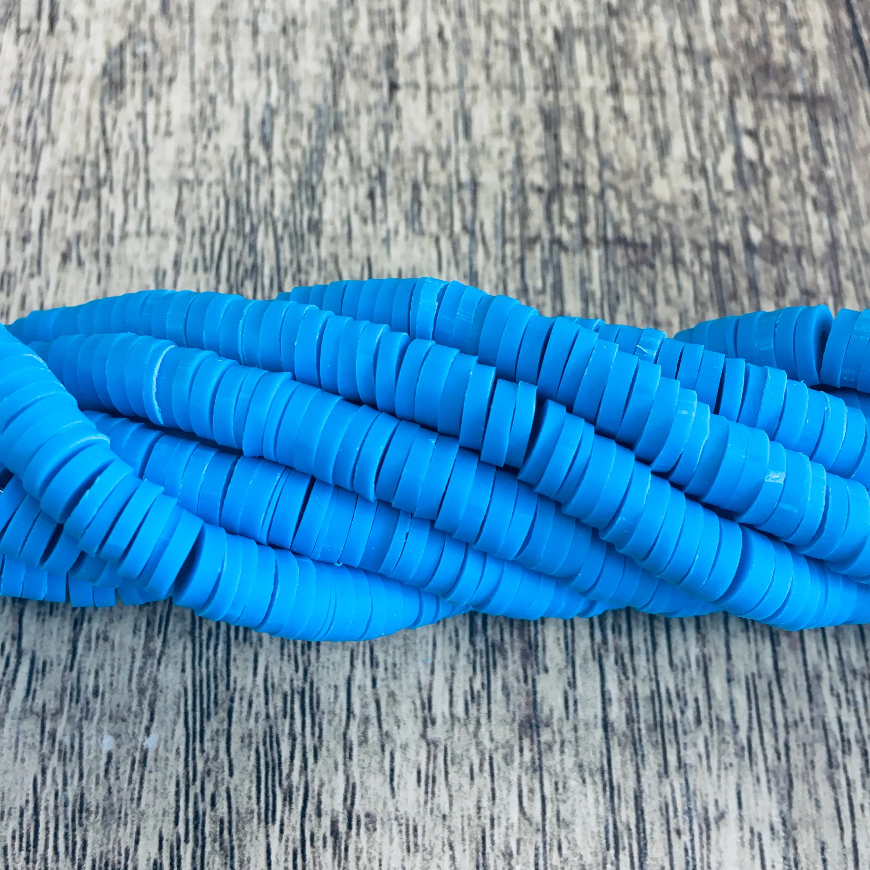 Electric Blue Heishi Disc Beads, 6mm Heishi Blue Beads, African Vinyl Beads, Heishi Beads Necklace, Polymer Clay Beads, Bellaire Wholesale - image 4