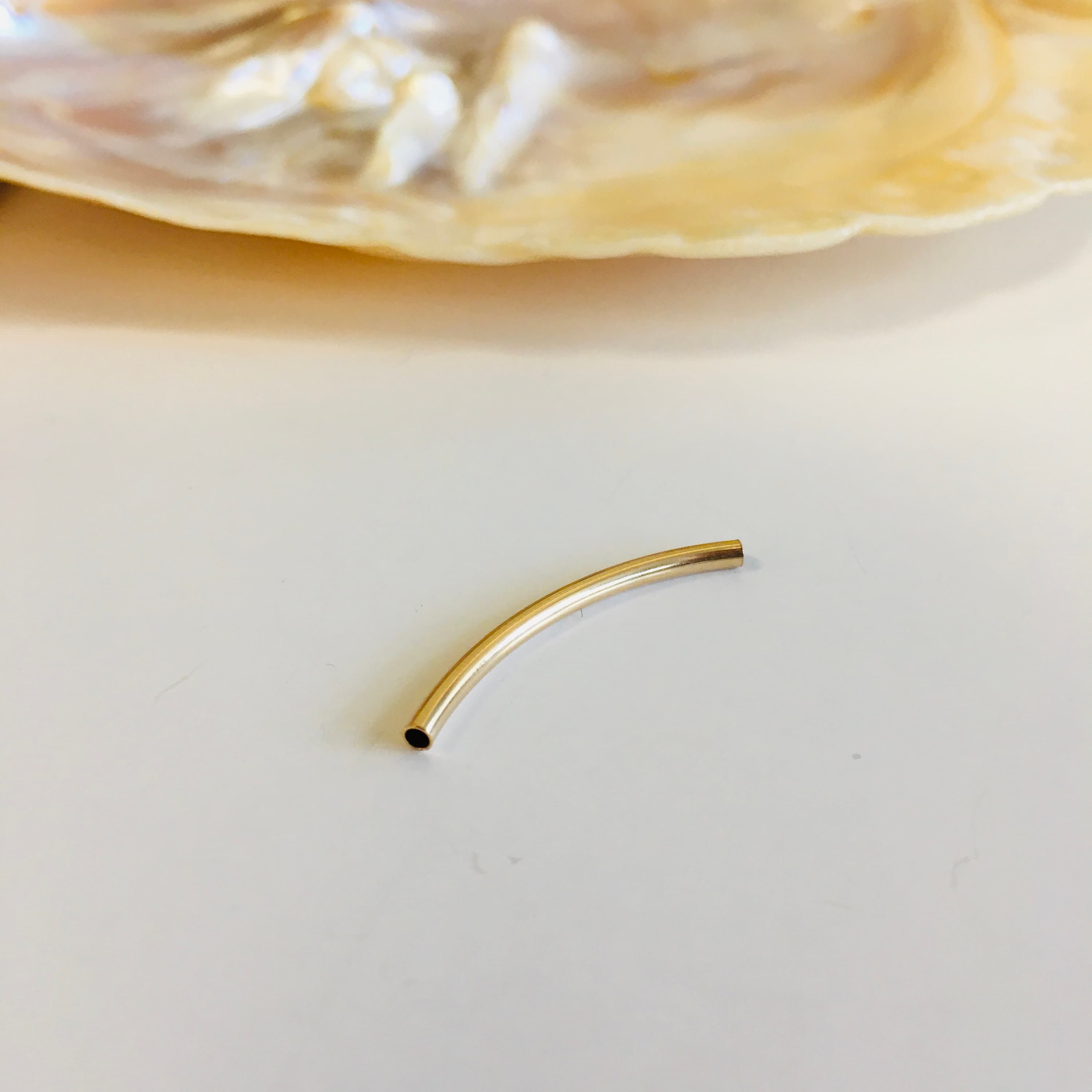 2mm 14k gold filled tube beads curved, anti-tarnish beads.