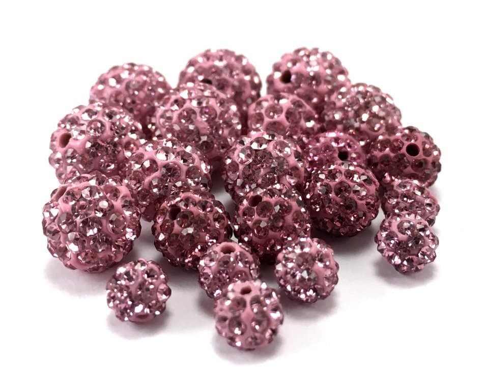 10mm Light Pink Rhinestone Bead, 10mm Disco bead, Light Pink bead, Pink Sparkle beads, Small crystal bead, Canadian Supplier, Wholesale - image 5