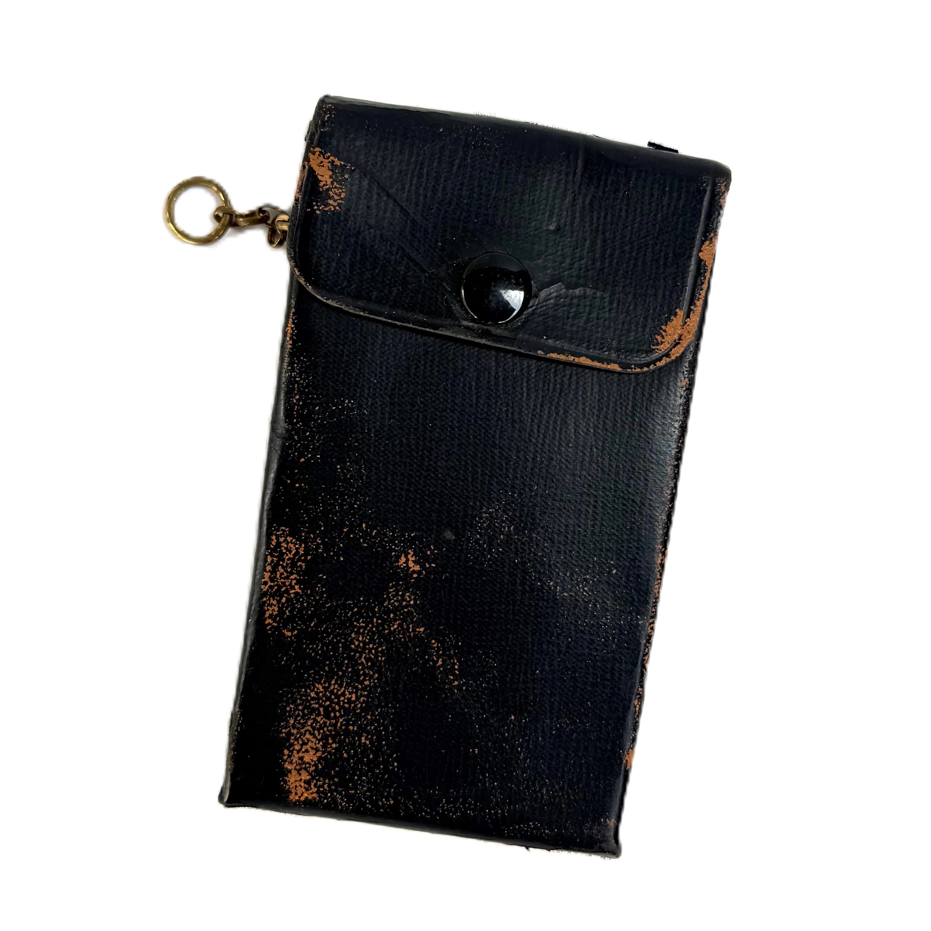Vintage Black Leatherette Wallet with Coin Purse & Key Ring | 1930s–1940s Billfold