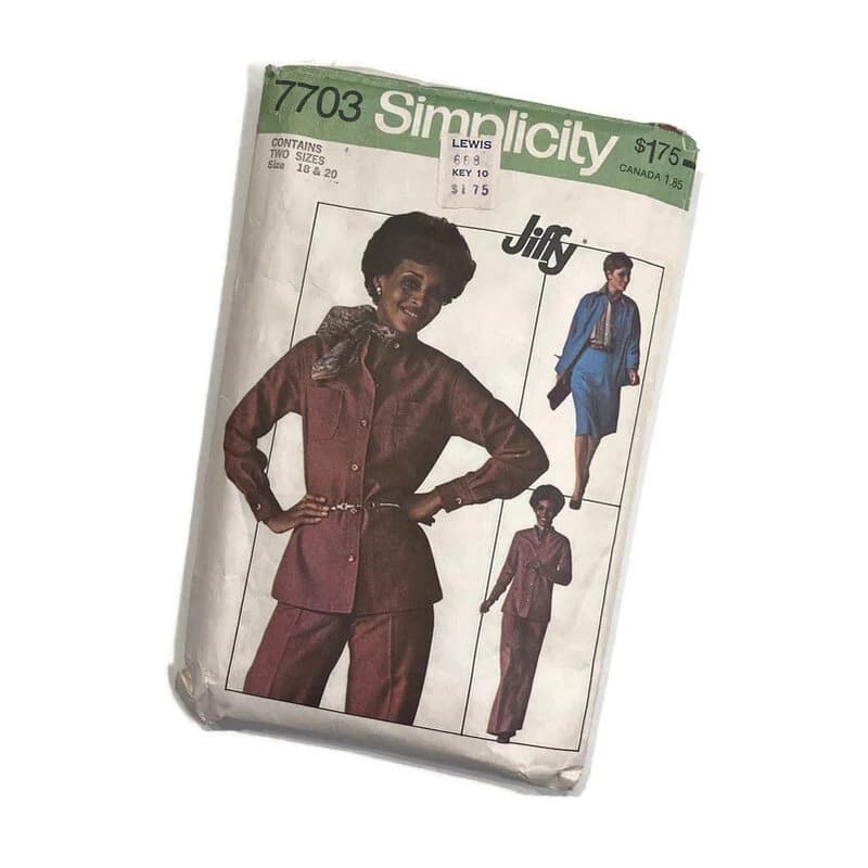 Vintage 70s Simplicity 7703 Sewing Pattern: Jiffy Top, Pants & Skirt - Plus Size 18-20