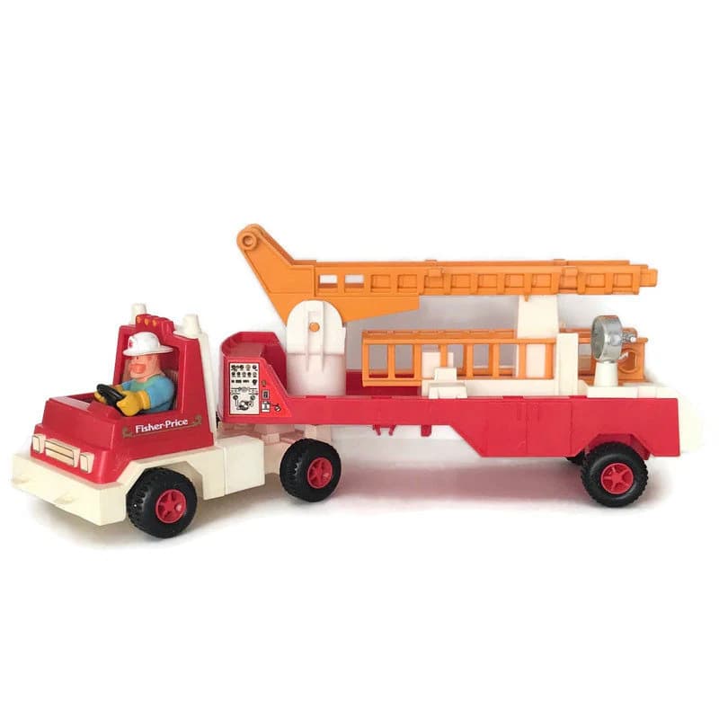 1978 Fisher Price Husky Helpers Fire Truck #319: Vintage Hook & Ladder Set