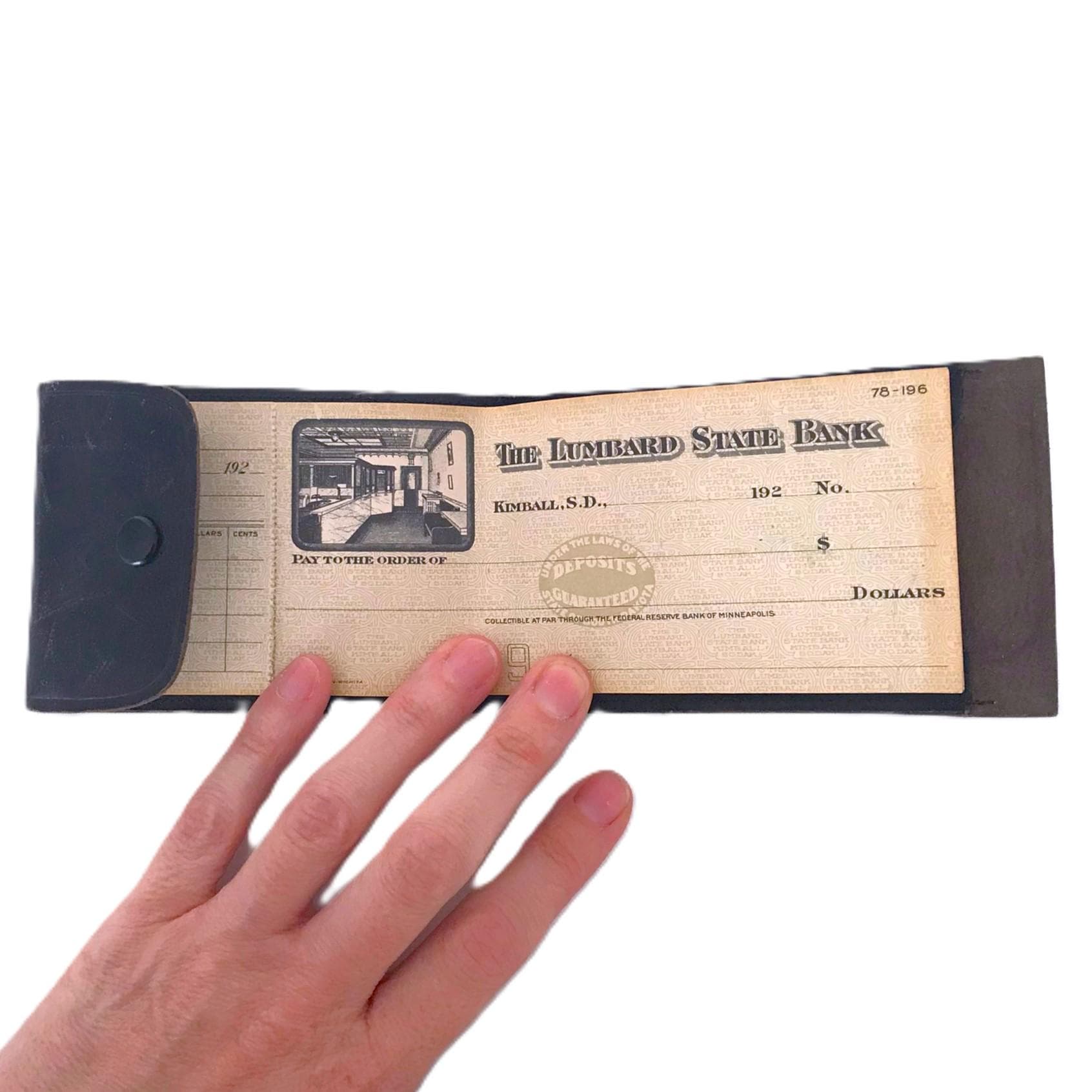 1920s Lumbard State Bank Leather Checkbook: South Dakota Banking Collectible - image 3