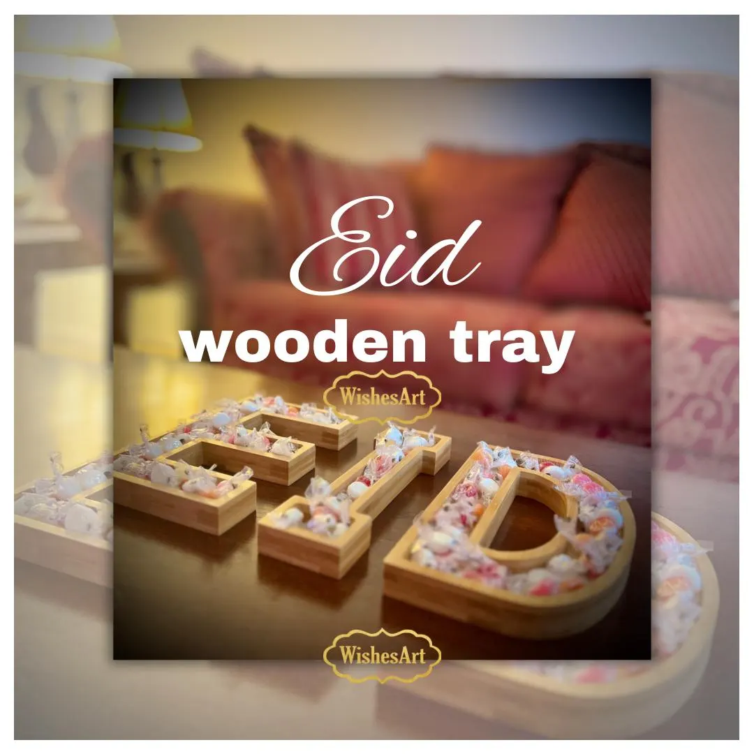 EID bamboo wooden tray serving for small candy and small favors  Eid wood tray - image 3