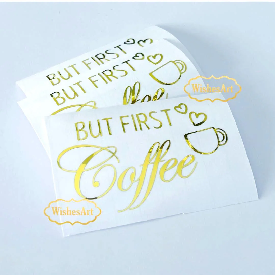 3 decals 3.5” width but first Coffee