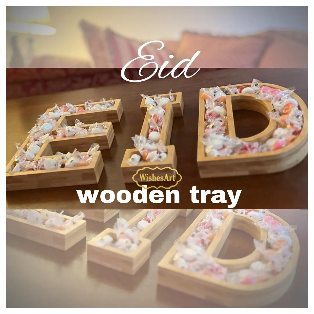 EID bamboo wooden tray serving for small candy and small favors  Eid wood tray - image 4