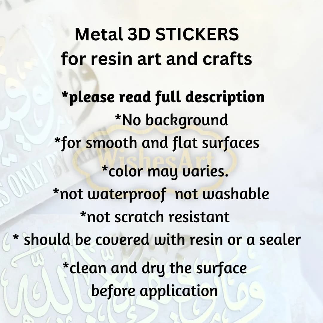 5 pieces 1” Astagfirullah Metal stickers for resin No background Arabic Islamic calligraphy wishesart - image 3