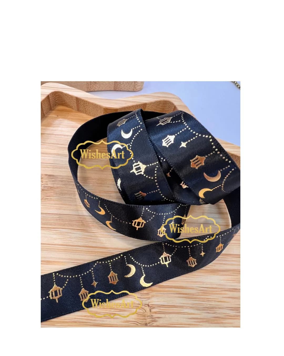 200” Ramadan Eid ribbon shiny gold foil Moon stars lantern gifts