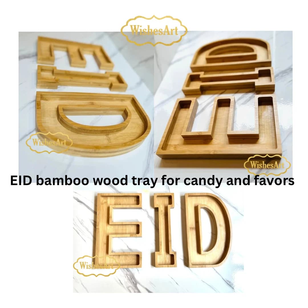 EID bamboo wooden tray serving for small candy and small favors  Eid wood tray - image 2