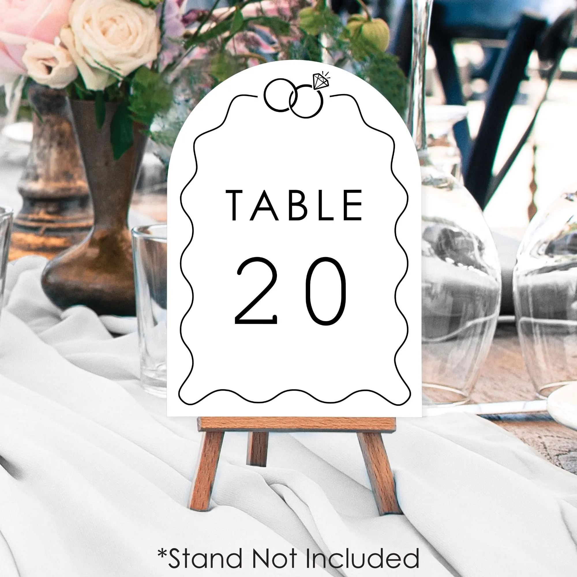 Black and White Wedding Rings Table Numbers, Engagement and Anniversary Centerpieces, Double-Sided 5 x 7 inches Cards, Table Numbers - 1-20 - image 4