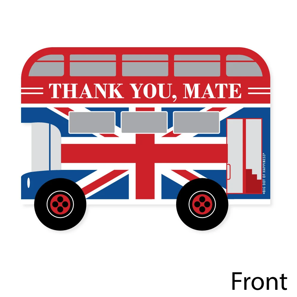 Cheerio, London - Shaped Thank You Cards - British UK Party Thank You Note Cards with Envelopes - Set of 12 - image 4