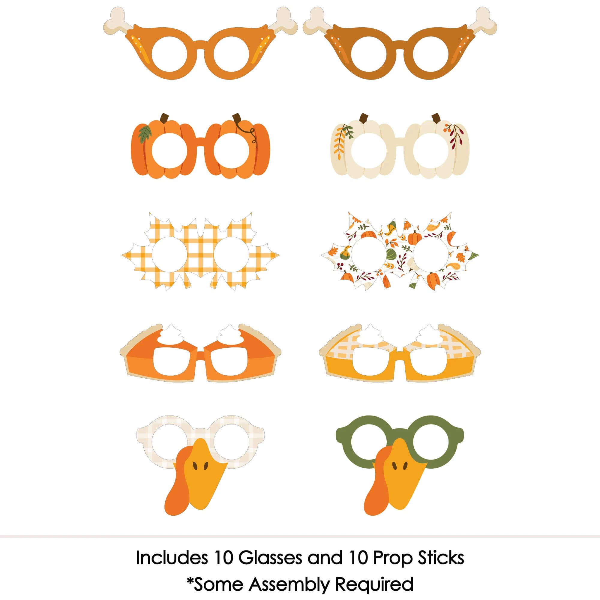 Fall Friends Thanksgiving Glasses - Paper Card Stock Friendsgiving Party Photo Booth Props Kit - 10 Count - image 5
